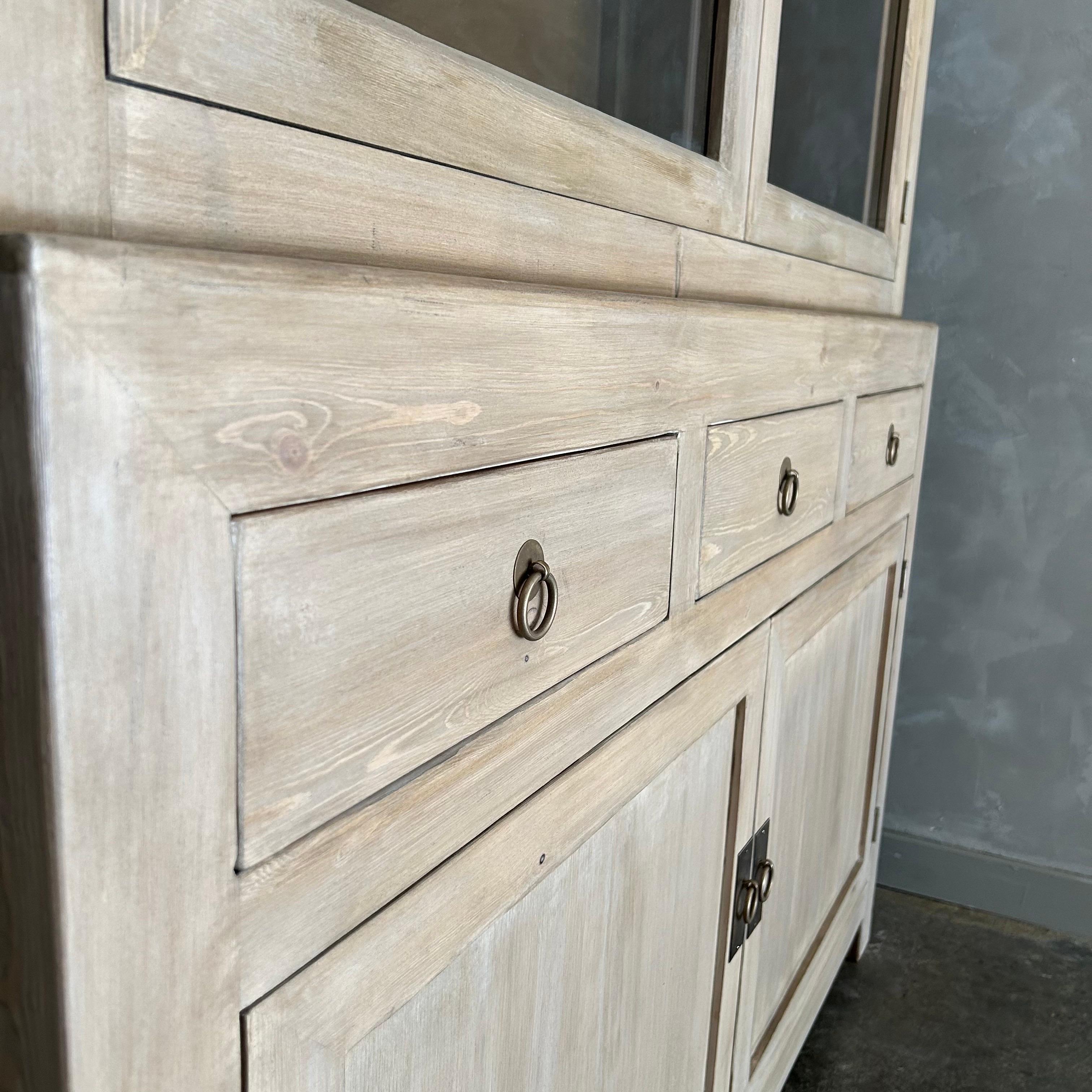 Contemporary Reclaimed Elm Wood Cabinet or Hutch For Sale