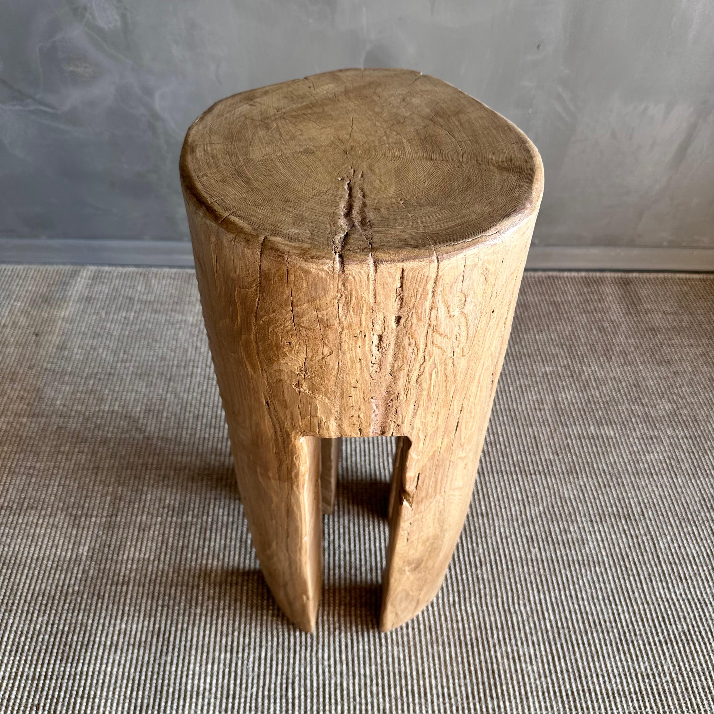 Reclaimed Elm Wood Carved Out Leg Side Table In New Condition In Old Town Orange, CA