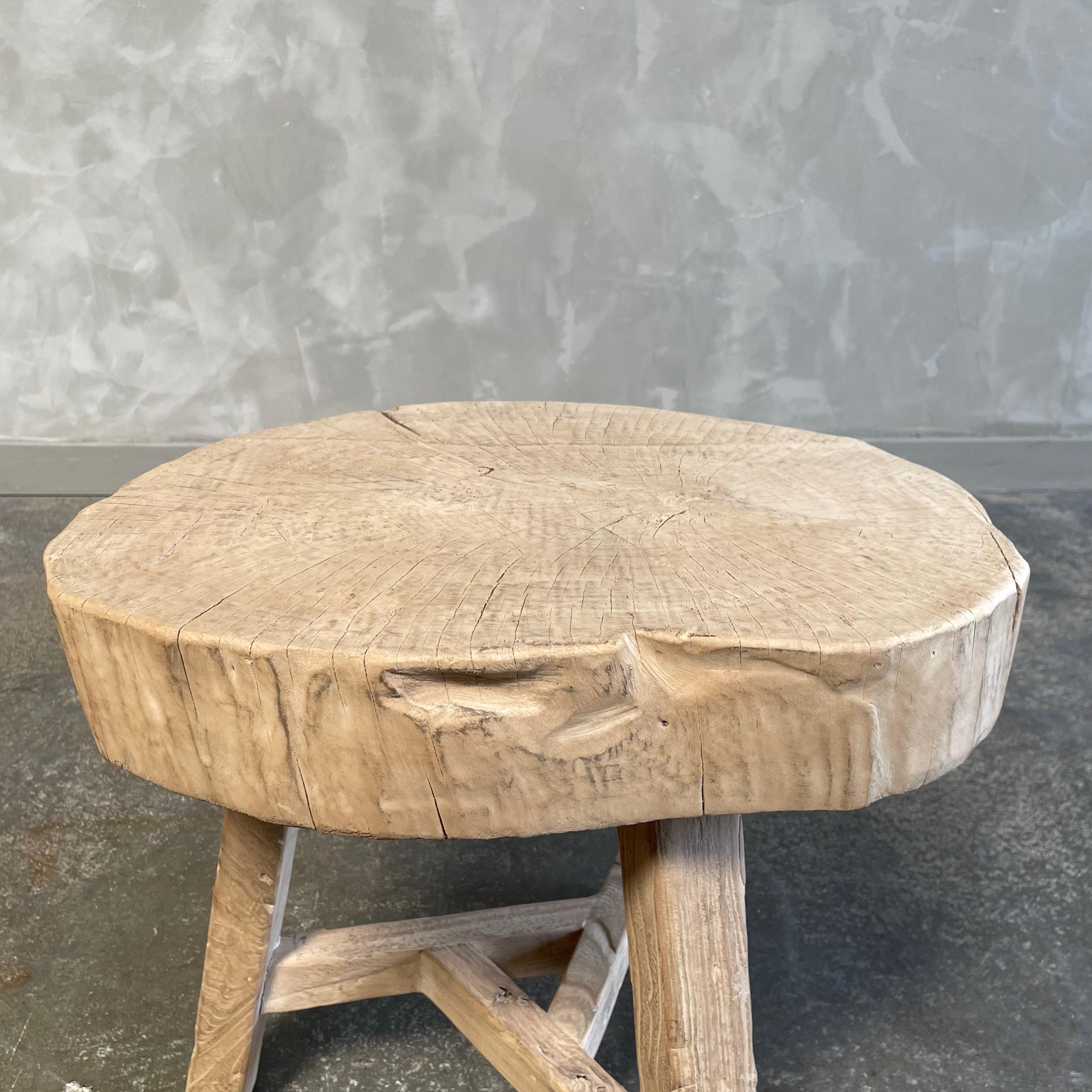 Reclaimed Elm Wood Chop Block Table For Sale 3