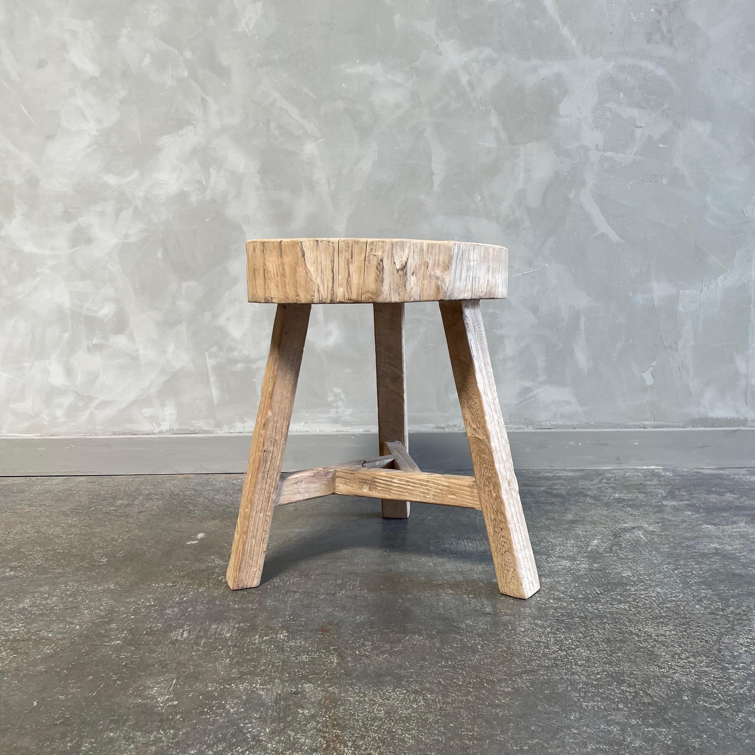 Modern Reclaimed Elm Wood Chop Block Table For Sale