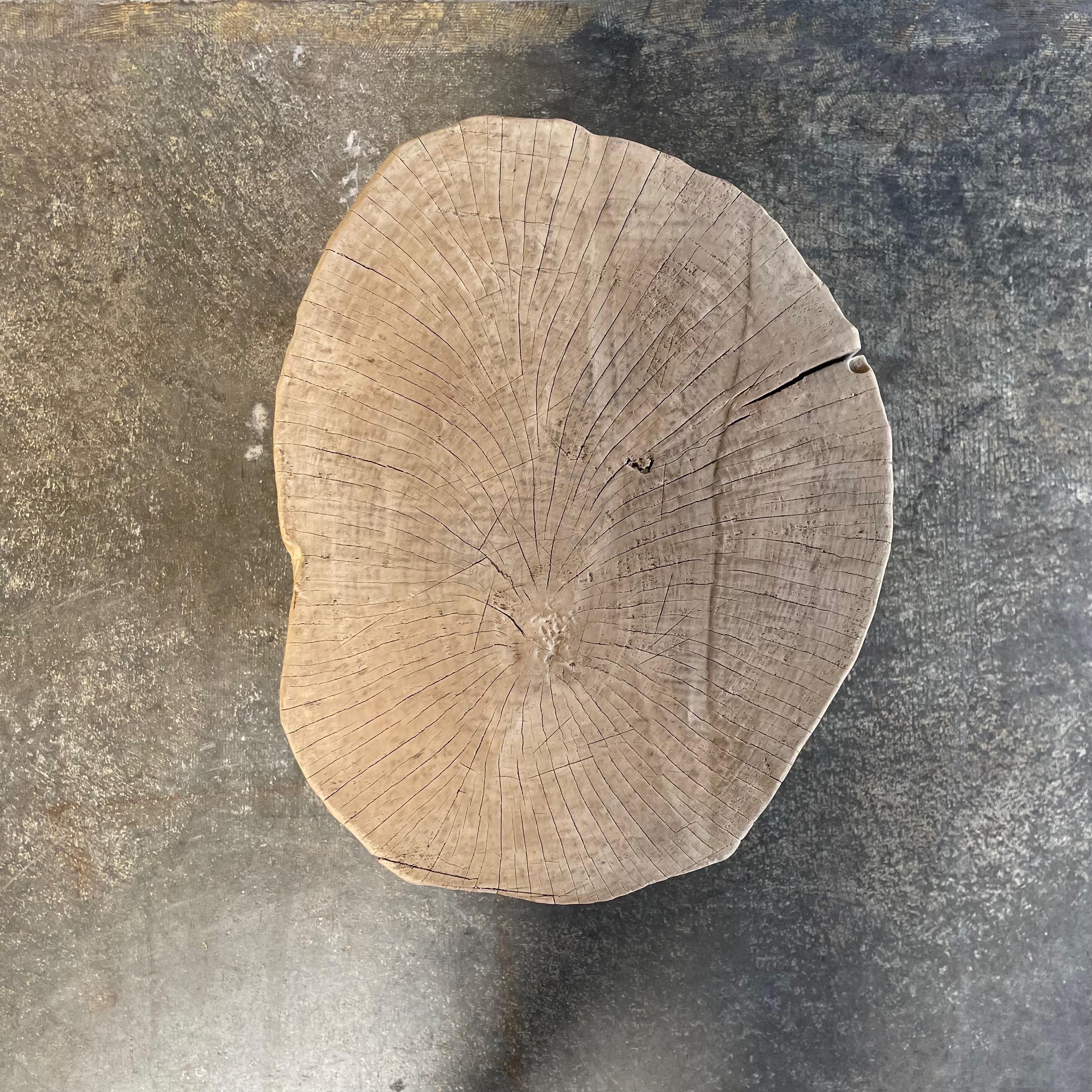 American Reclaimed Elm Wood Chop Block Table For Sale