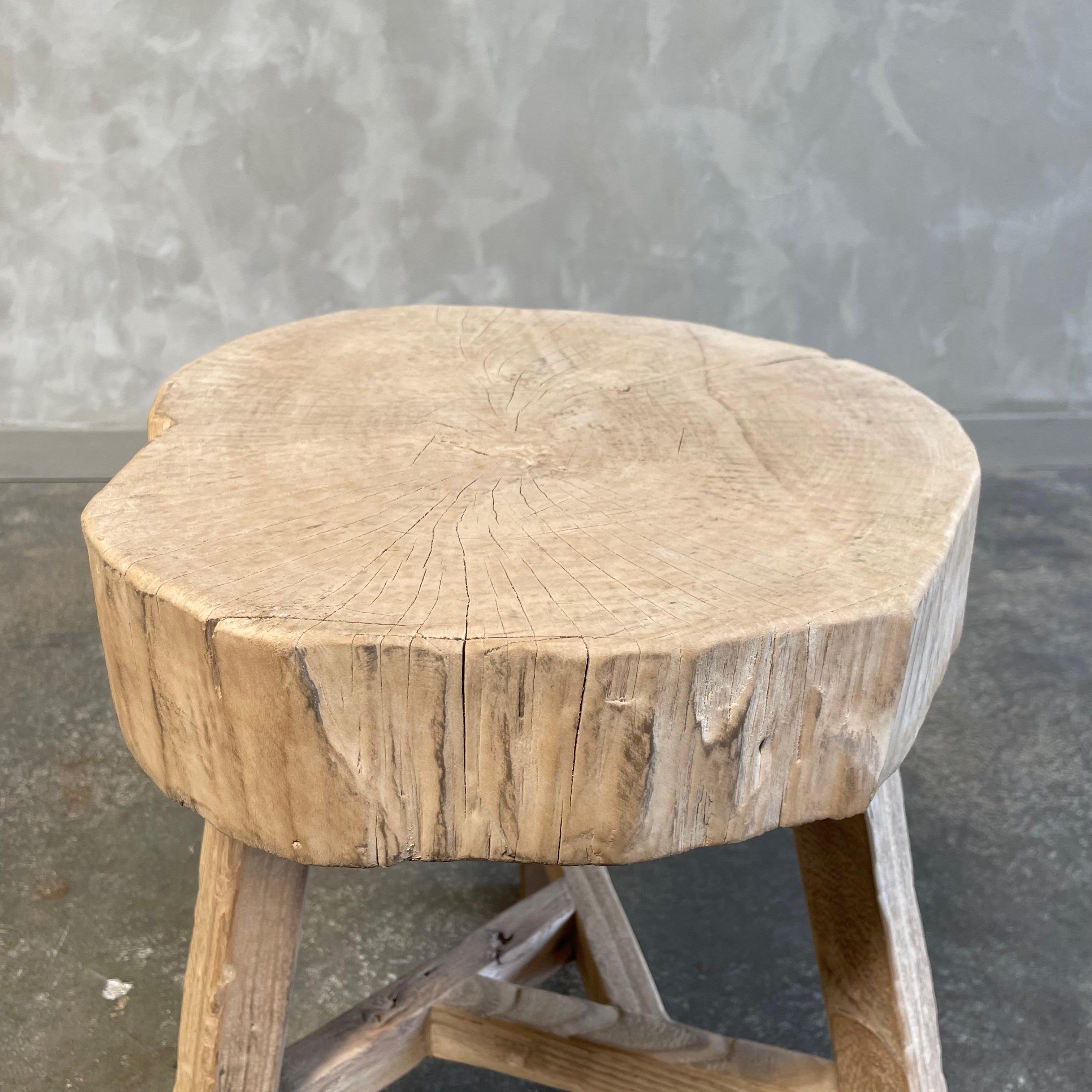Other Reclaimed Elm Wood Chop Block Table For Sale