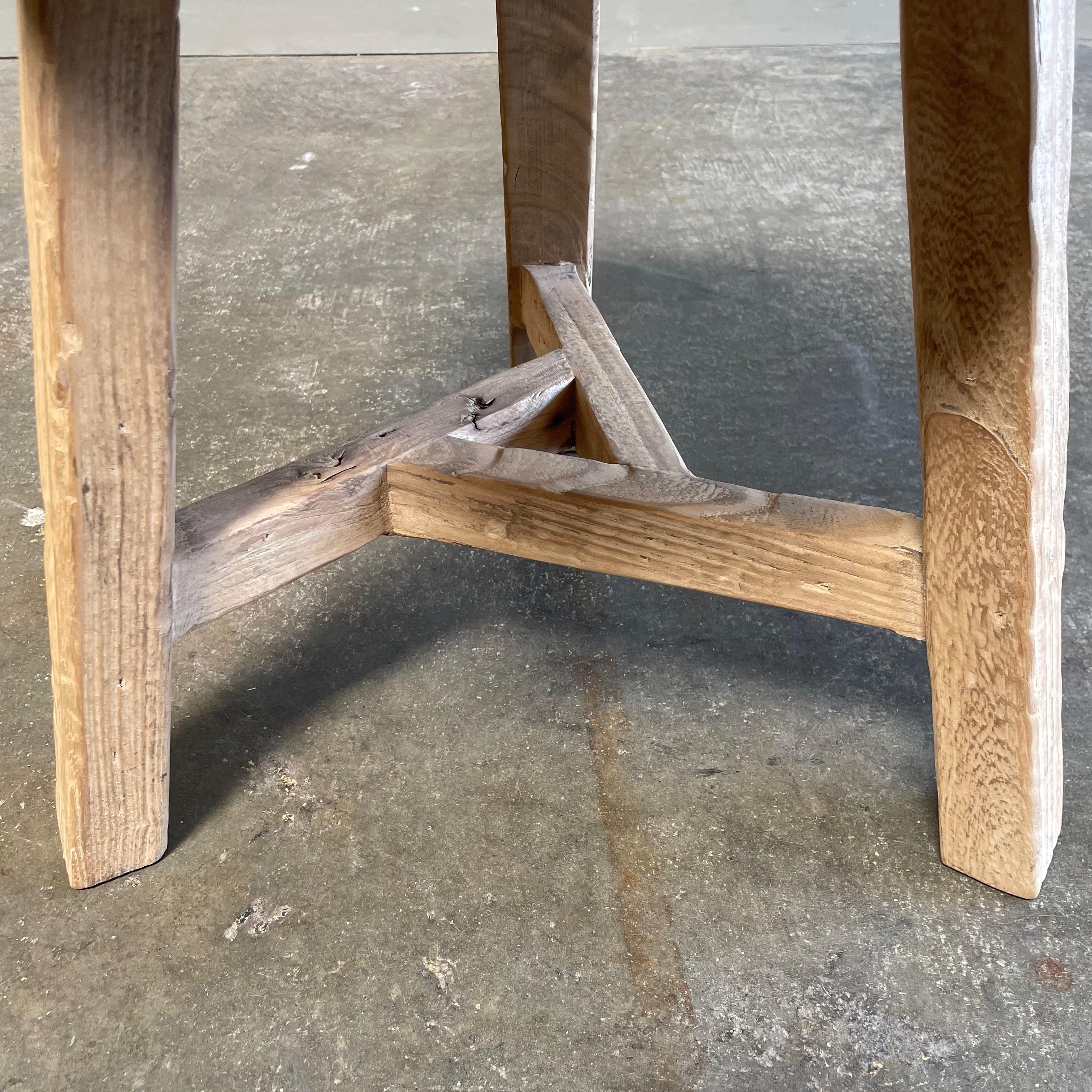 Reclaimed Elm Wood Chop Block Table In Good Condition For Sale In Old Town Orange, CA