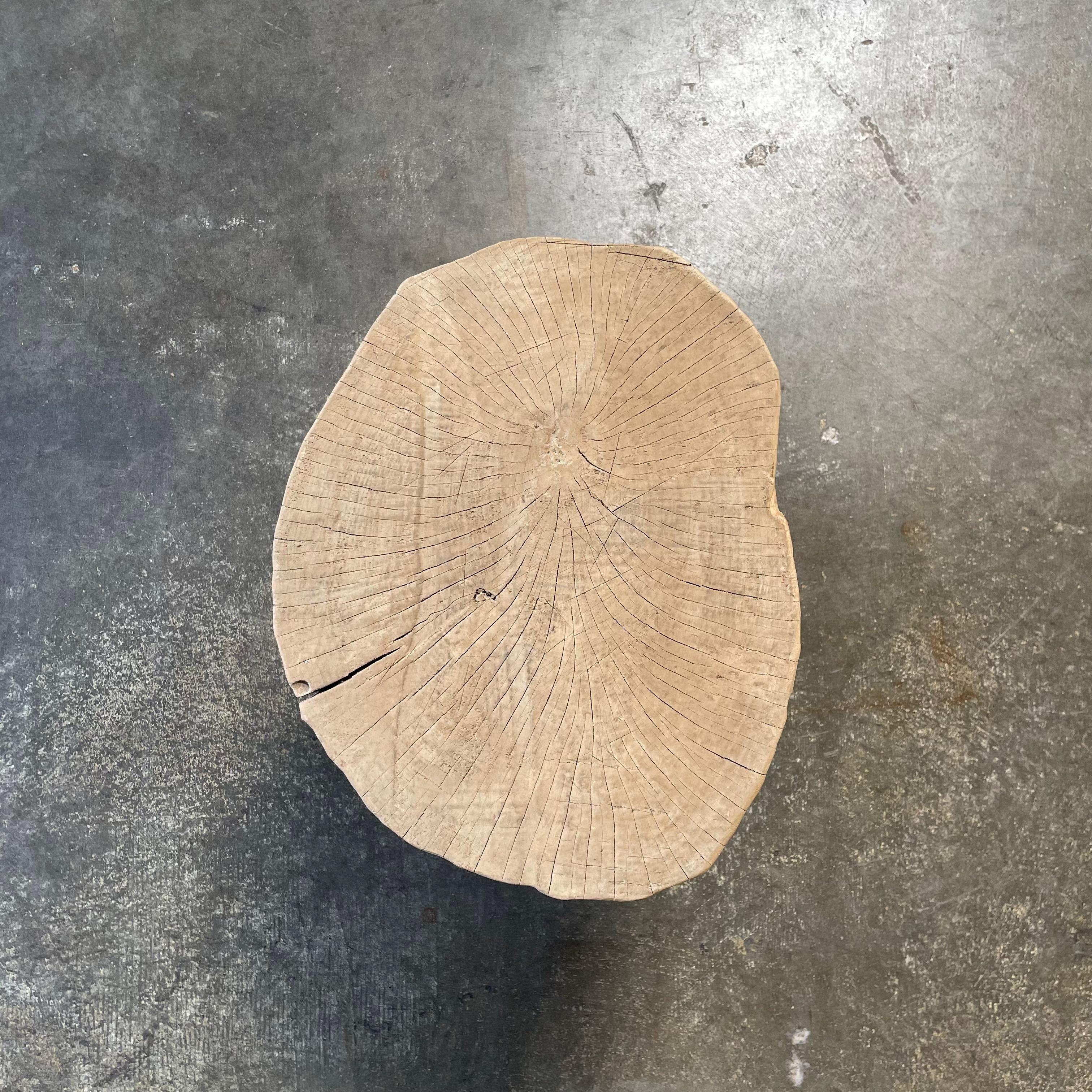 Contemporary Reclaimed Elm Wood Chop Block Table For Sale
