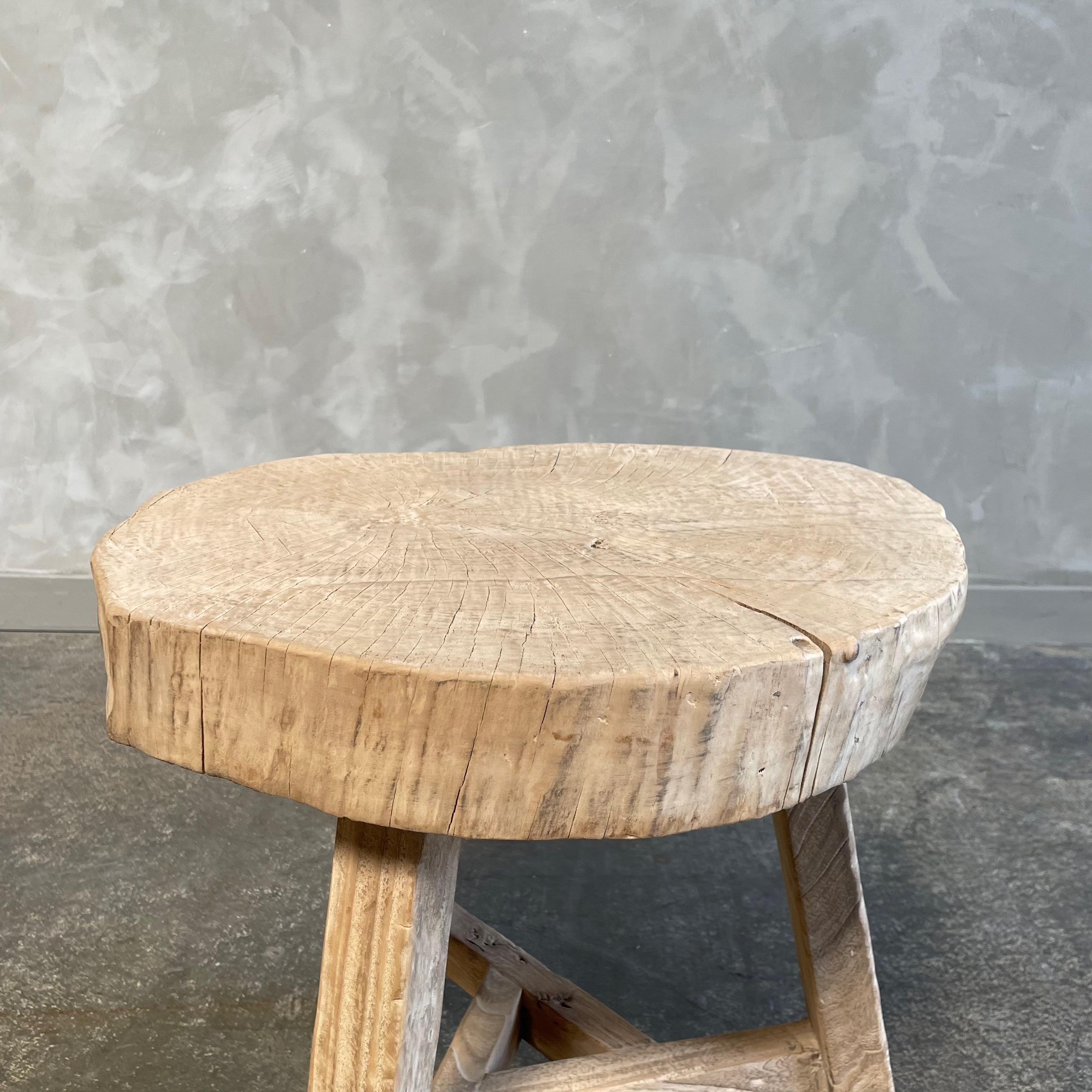 Reclaimed Elm Wood Chop Block Table For Sale 2