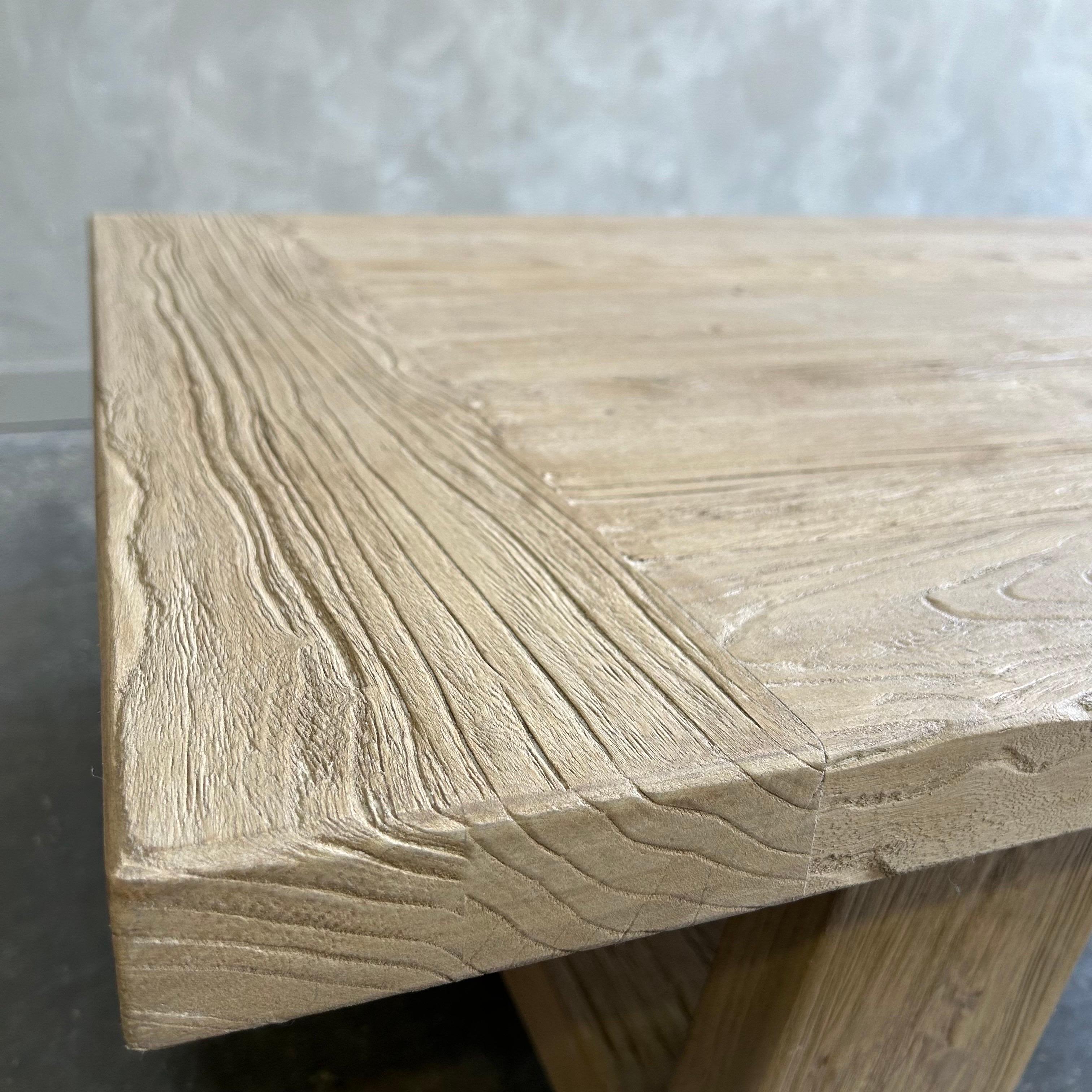 Reclaimed Elm Wood Coffee Table  For Sale 1