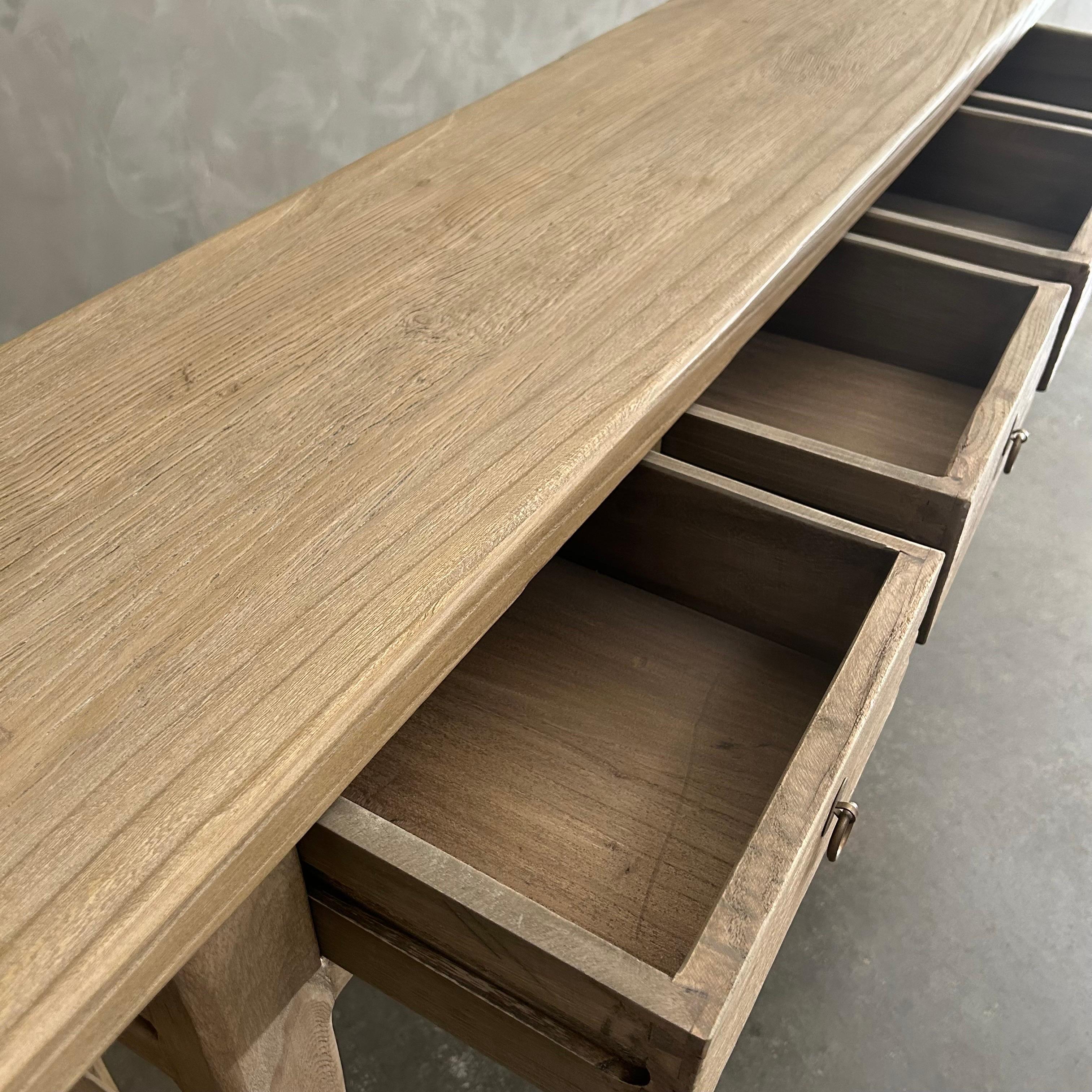 Reclaimed Elm Wood Console Table with Drawers 72