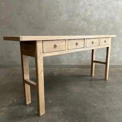 Reclaimed Elm Wood Console Table with Drawers 72"
