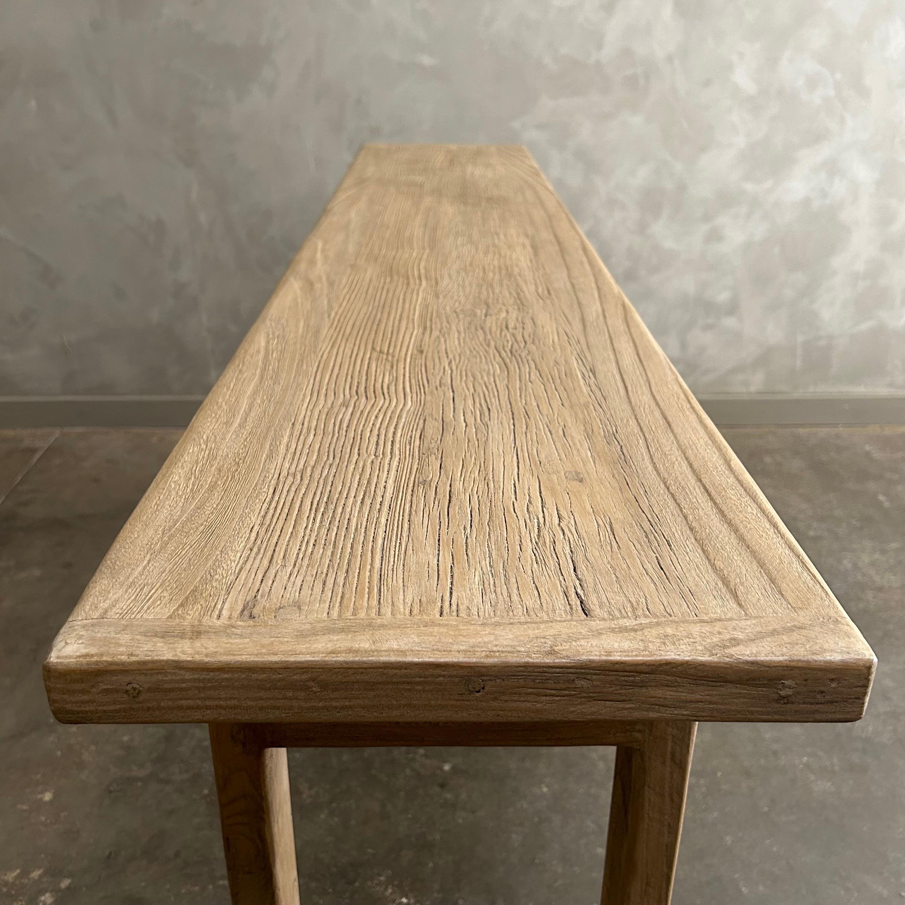 Reclaimed Elm Wood Console Table with Drawers 72