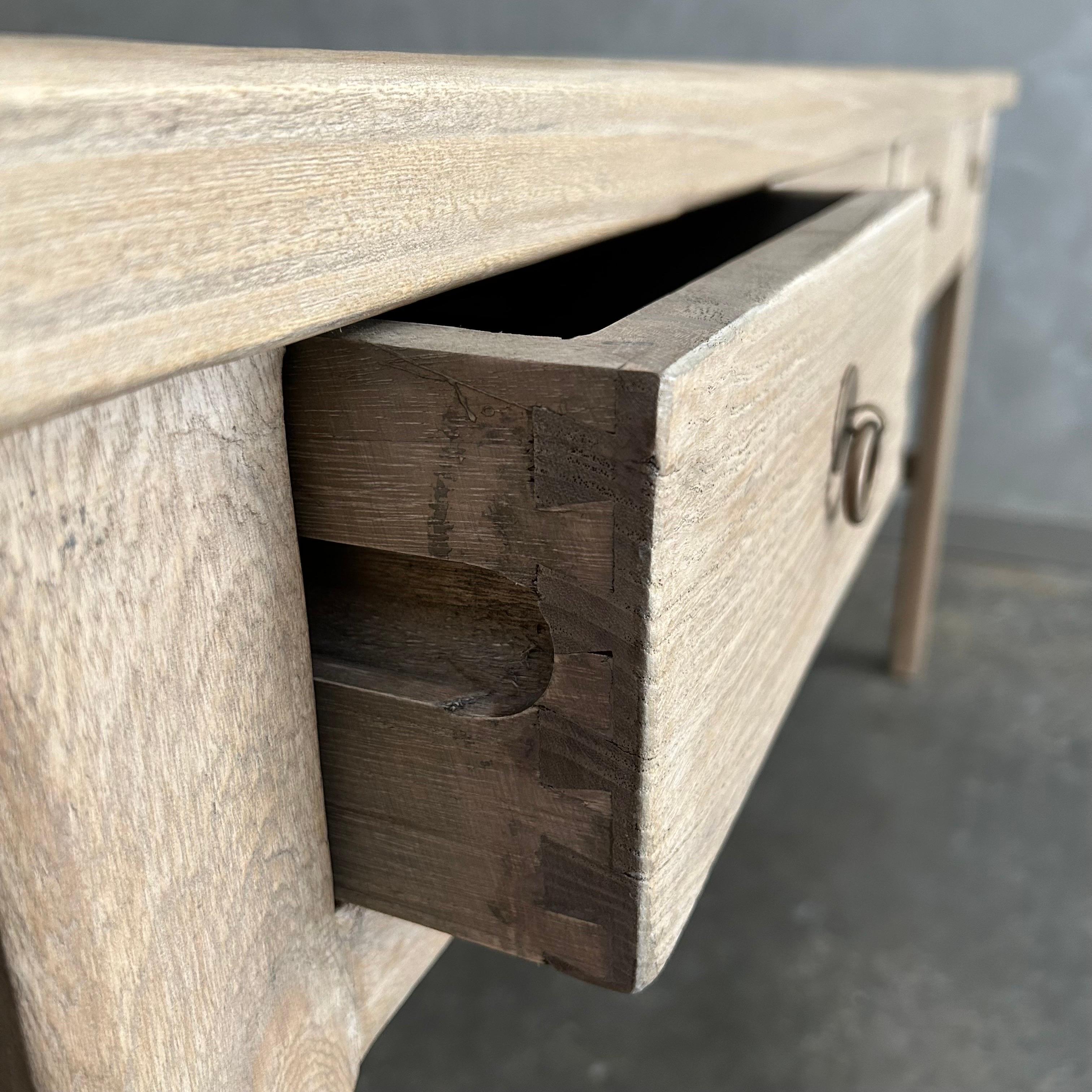 Reclaimed Elm Wood Console Table with Drawers 72