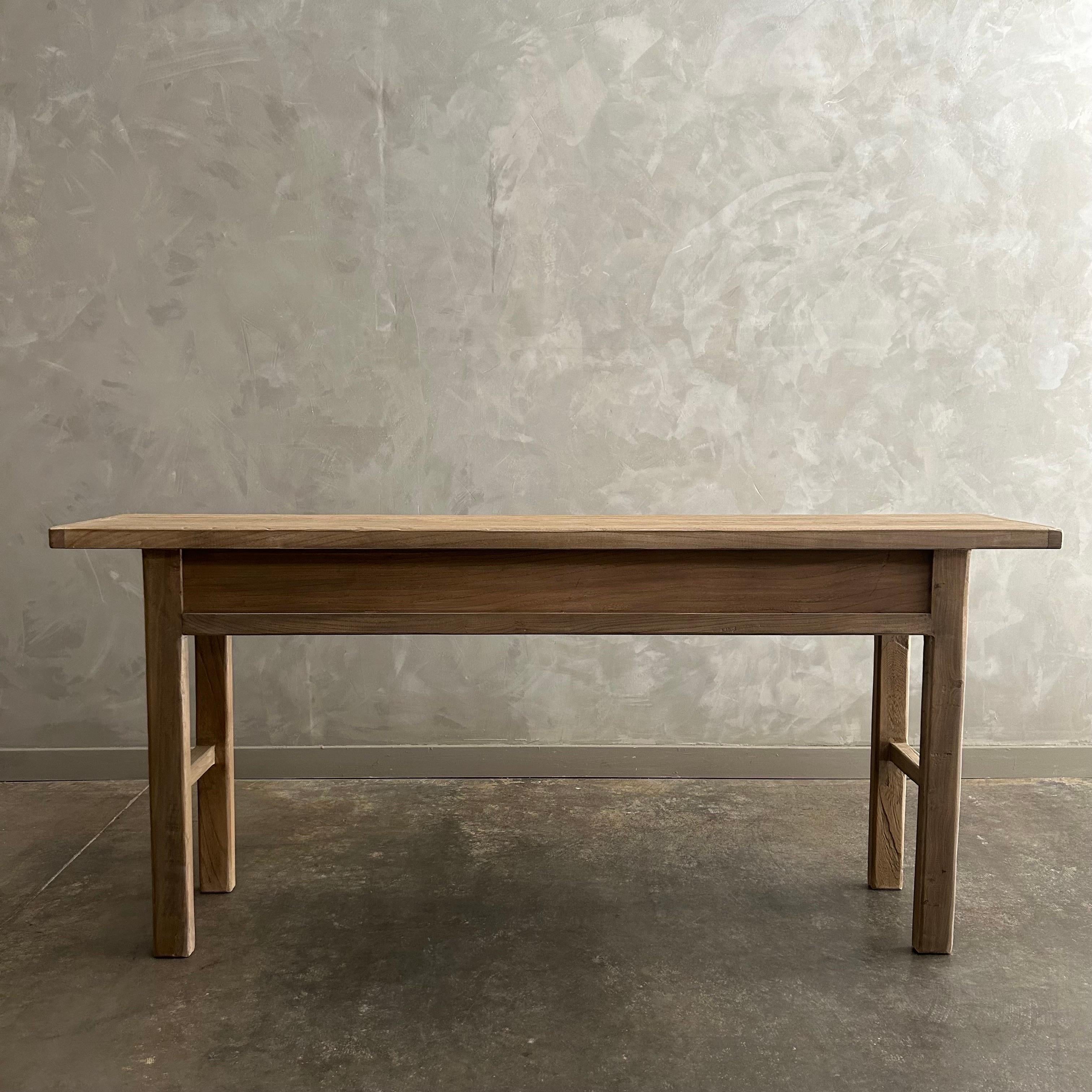 Reclaimed Elm Wood Console Table with Drawers 72