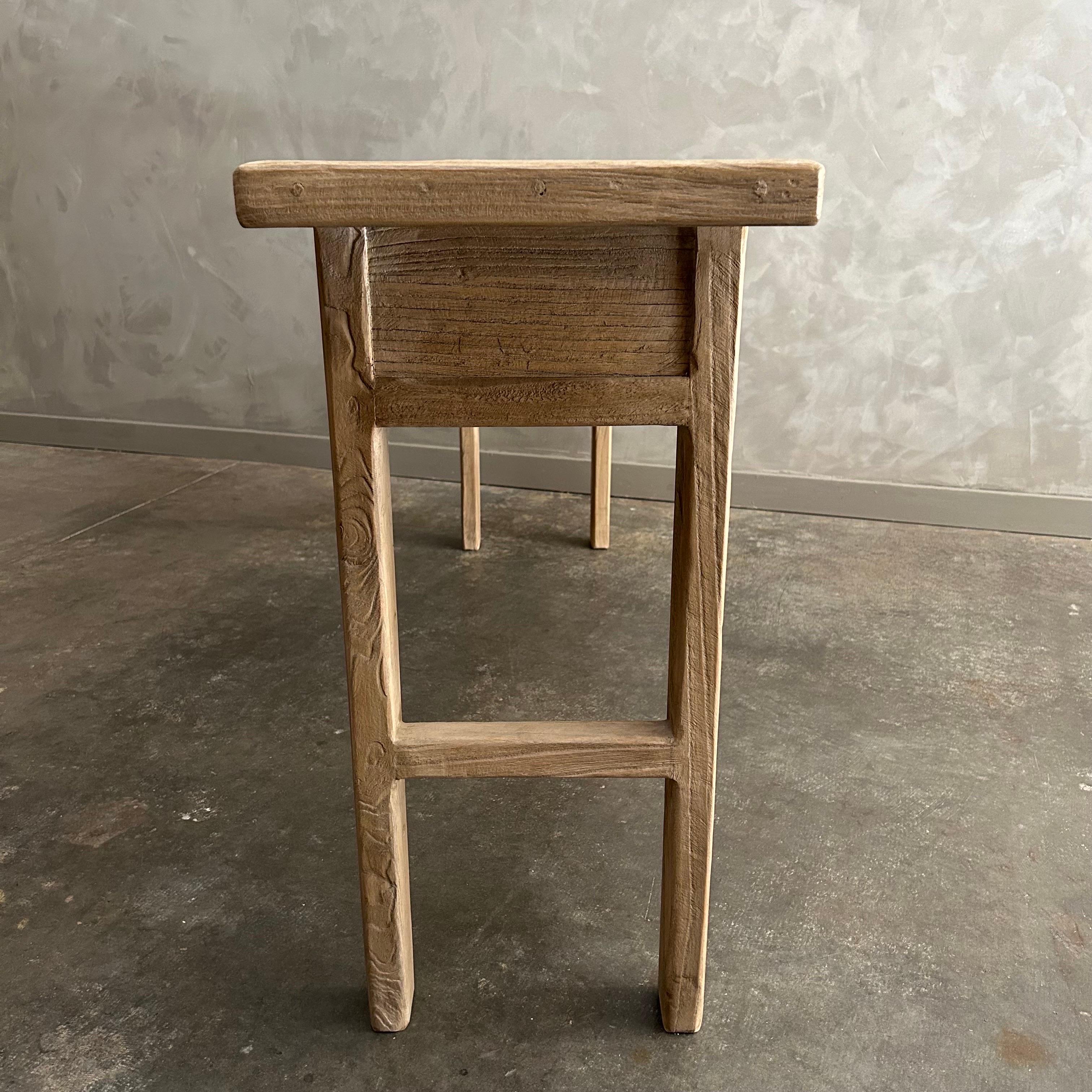 Reclaimed Elm Wood Console Table with Drawers 72
