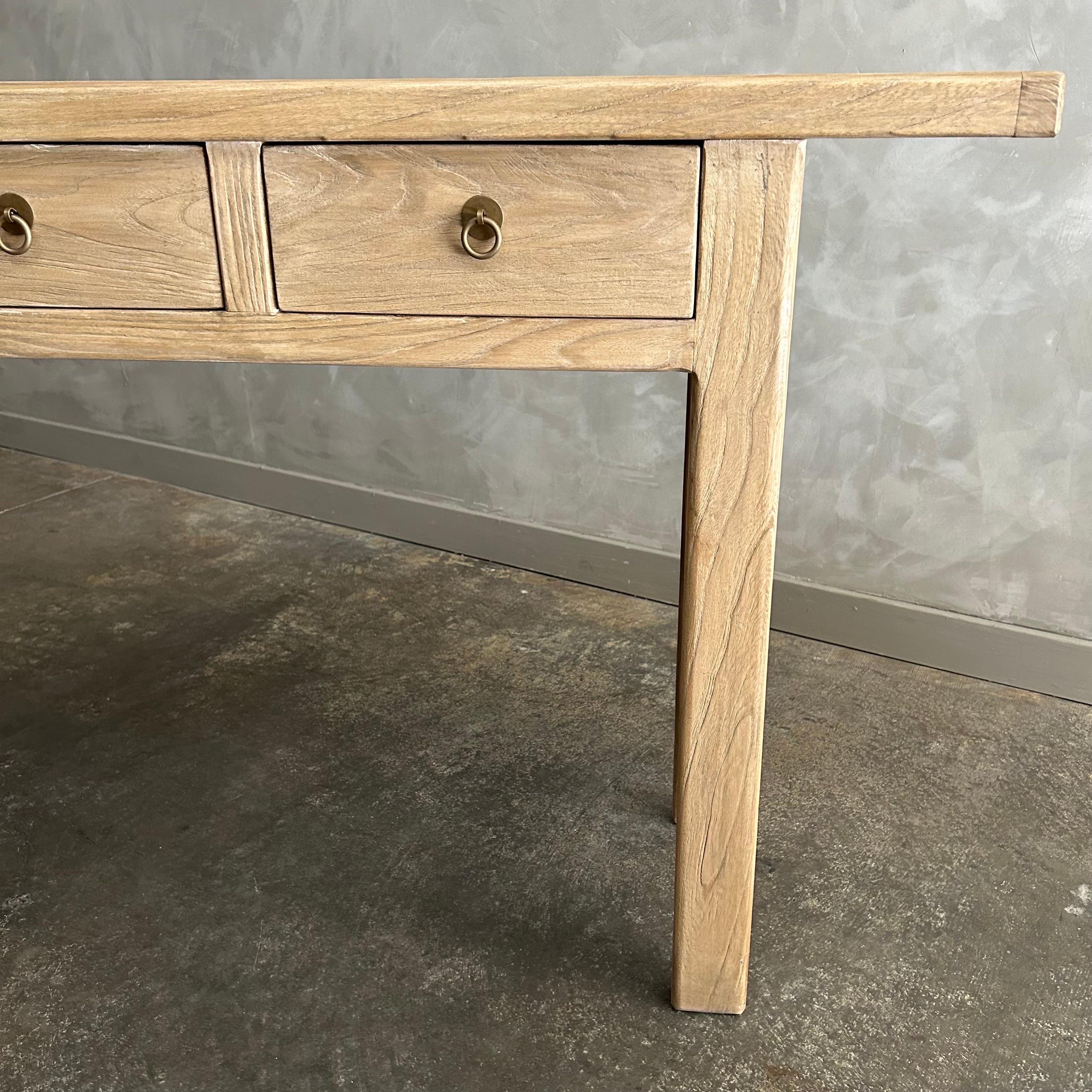 Reclaimed Elm Wood Console Table with Drawers 72