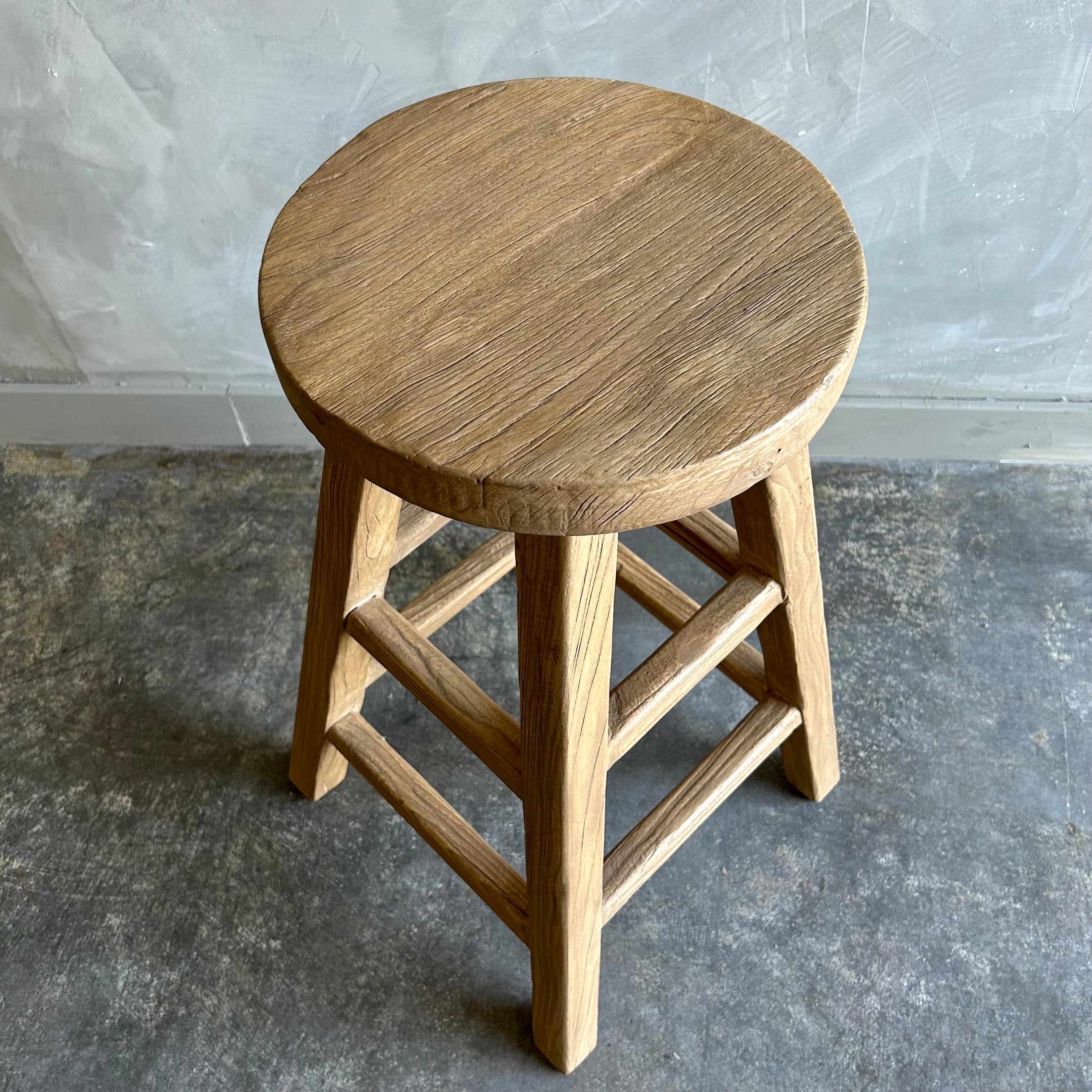 Reclaimed Elm Wood Counter Height Stools For Sale 6
