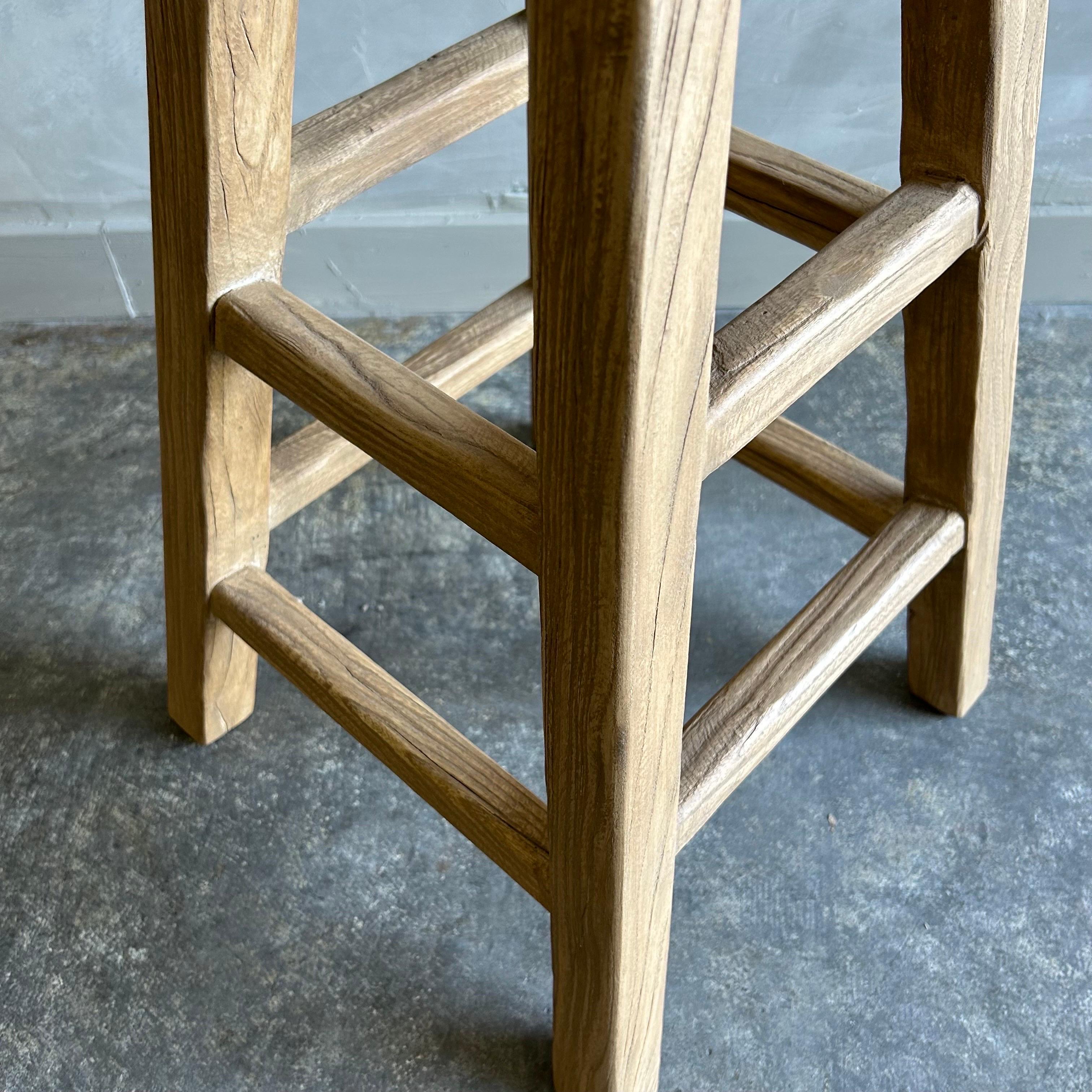 Reclaimed Elm Wood Counter Height Stools For Sale 7