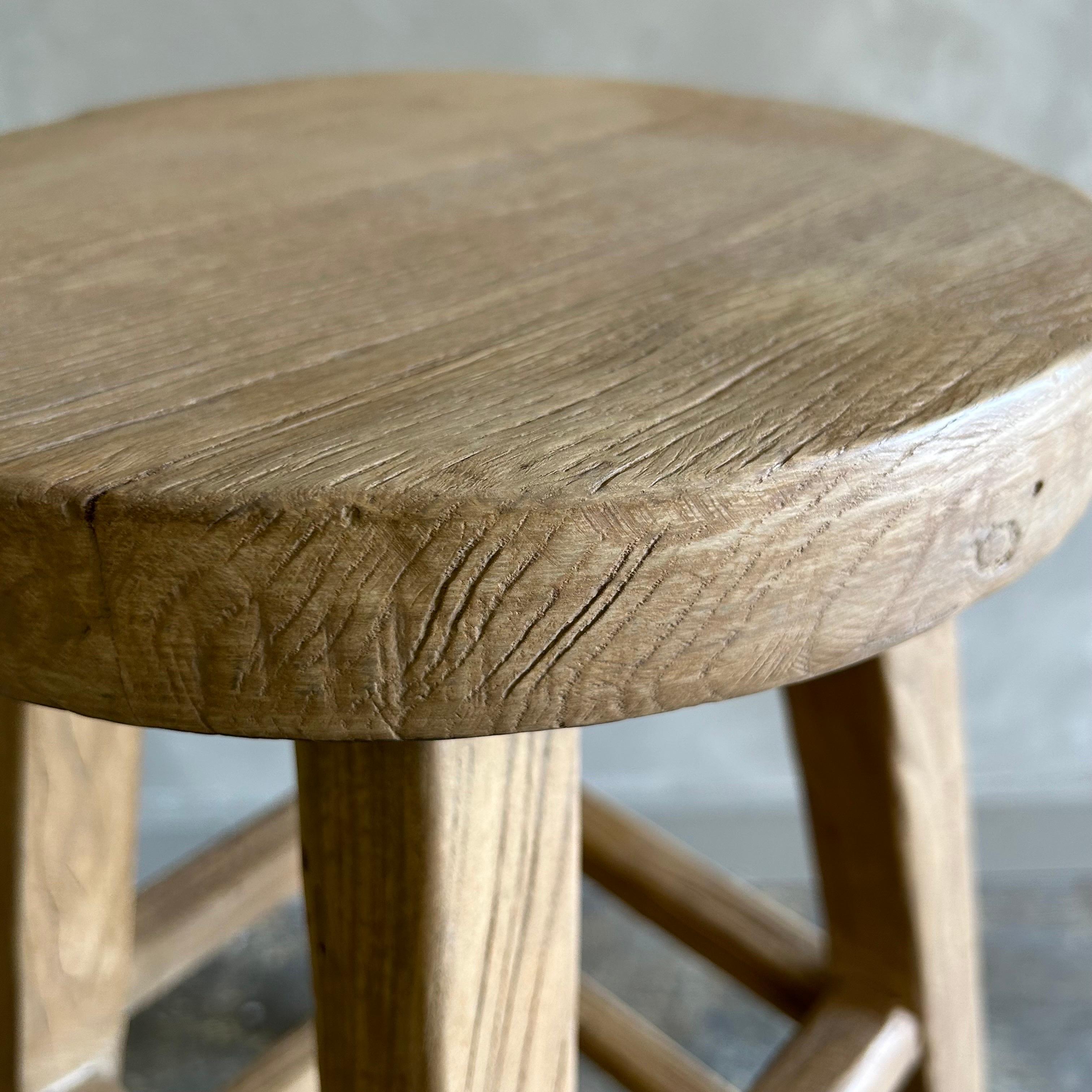 Reclaimed Elm Wood Counter Height Stools For Sale 4