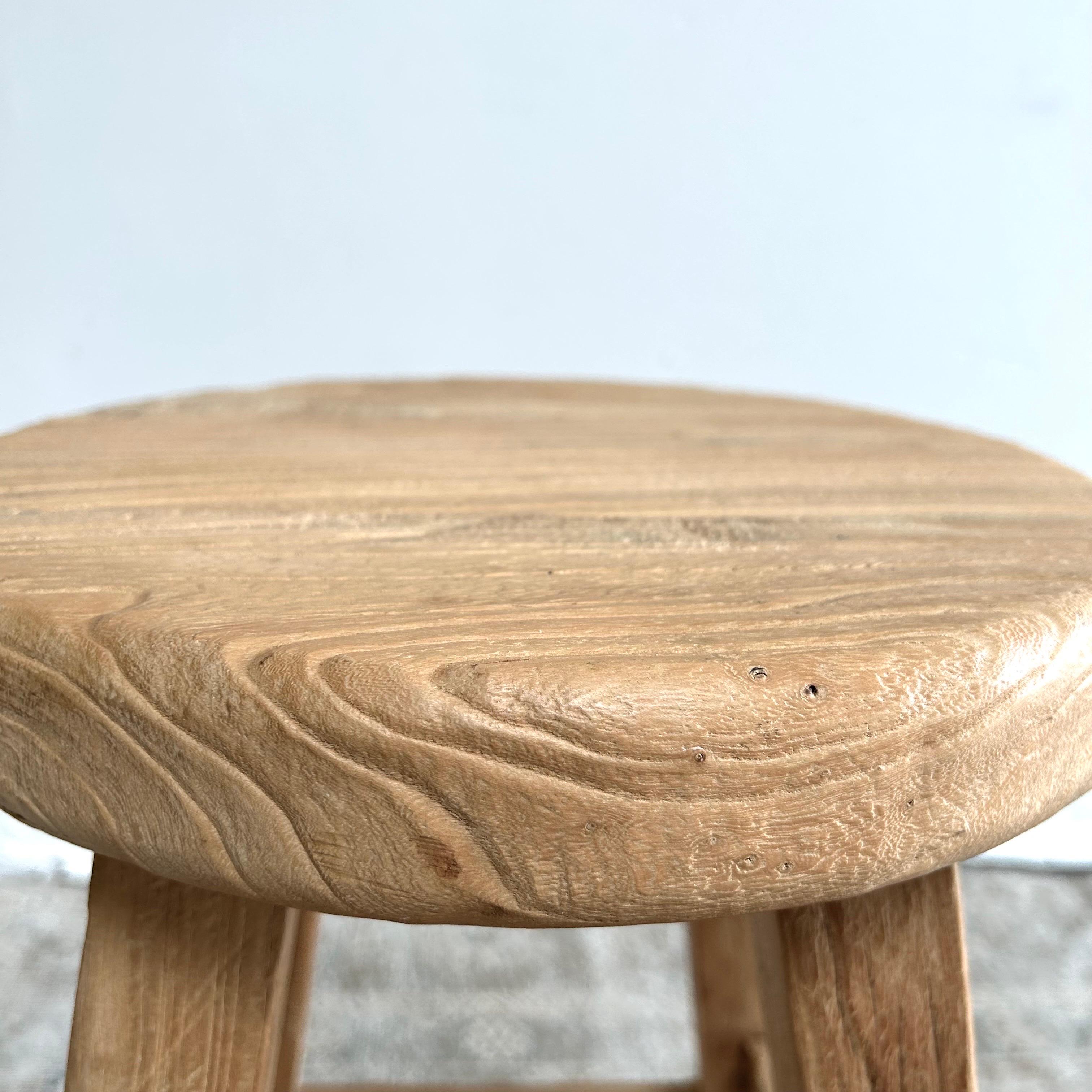 Reclaimed Elm Wood Custom Made Counter Height Stool For Sale 3