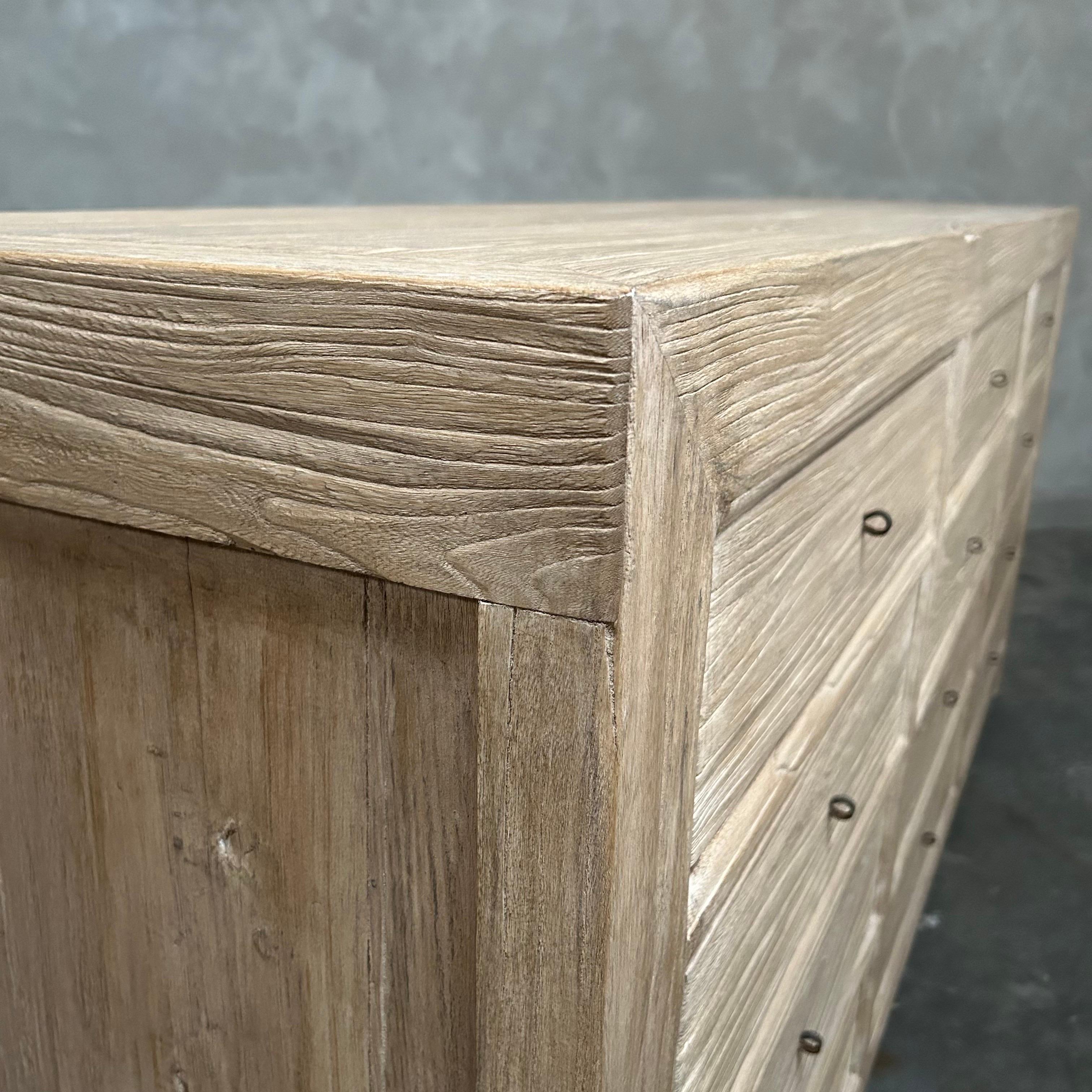 Organic Modern Reclaimed Elm Wood Dresser or Sideboard For Sale