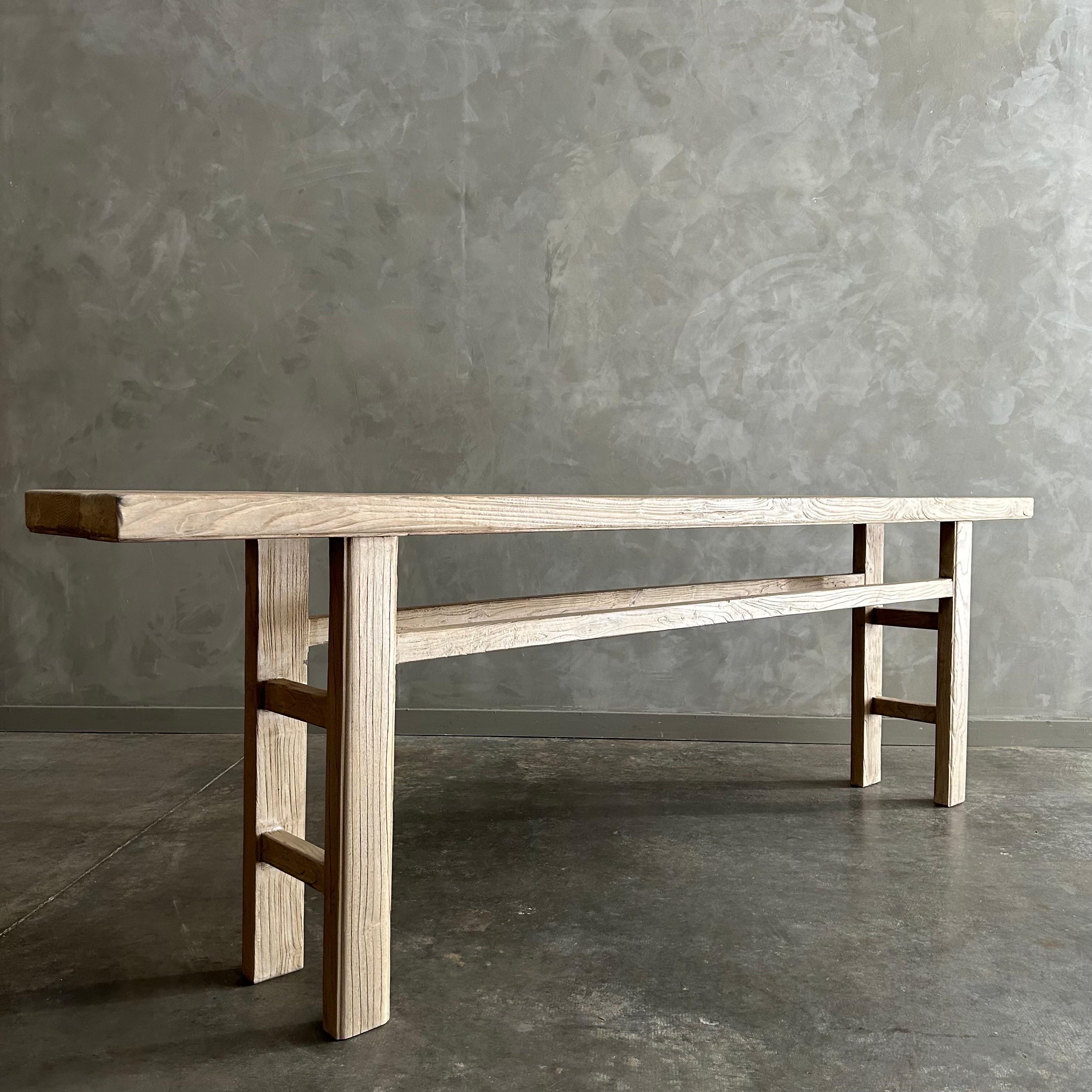 Reclaimed Elm Wood Console Table Made from Vintage reclaimed elm wood. Beautiful antique patina, these are solid and sturdy ready for daily use, use as an entry table, sofa table or console in a dining room. Great in a living room with baskets or