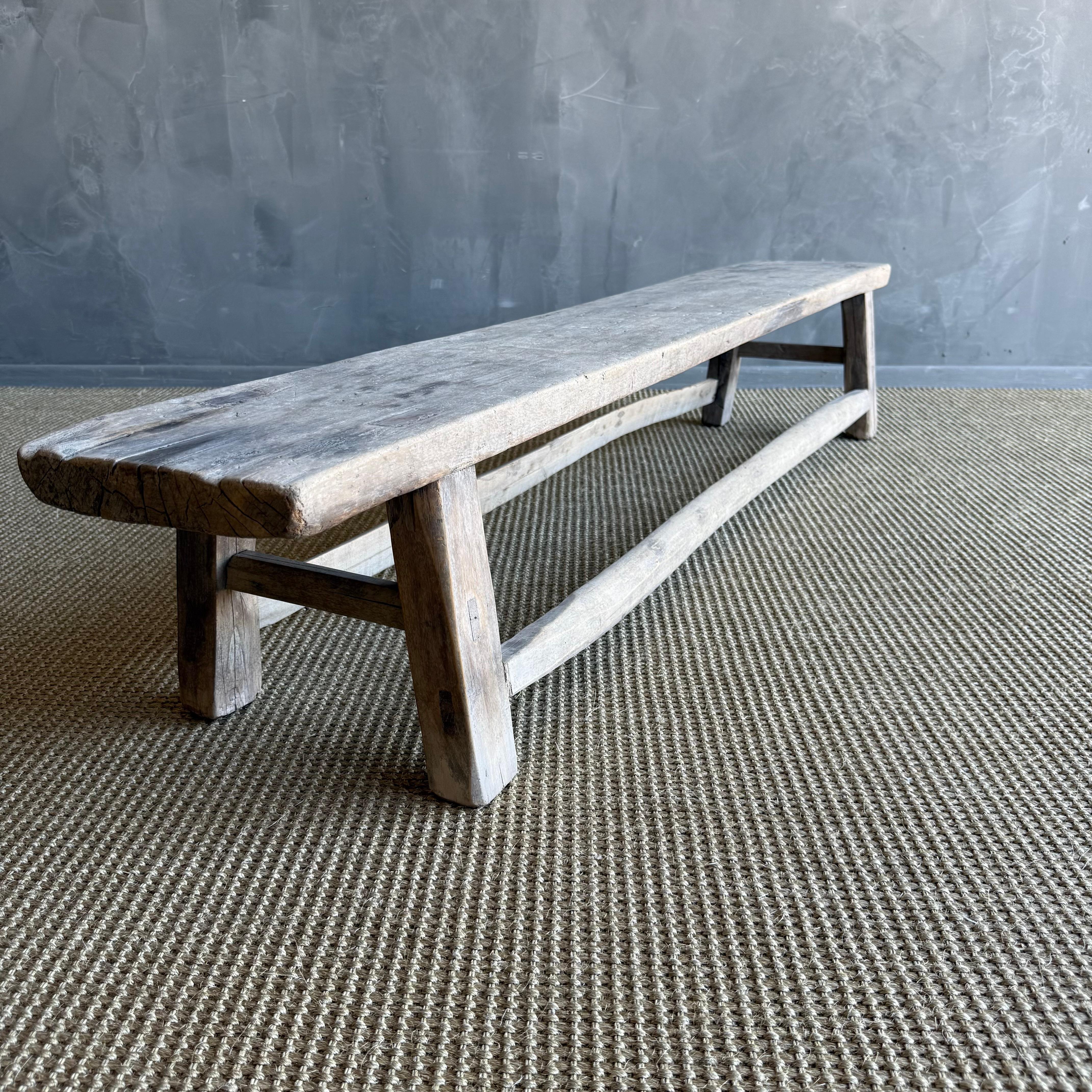 Reclaimed Elm Wood Low Bench 66