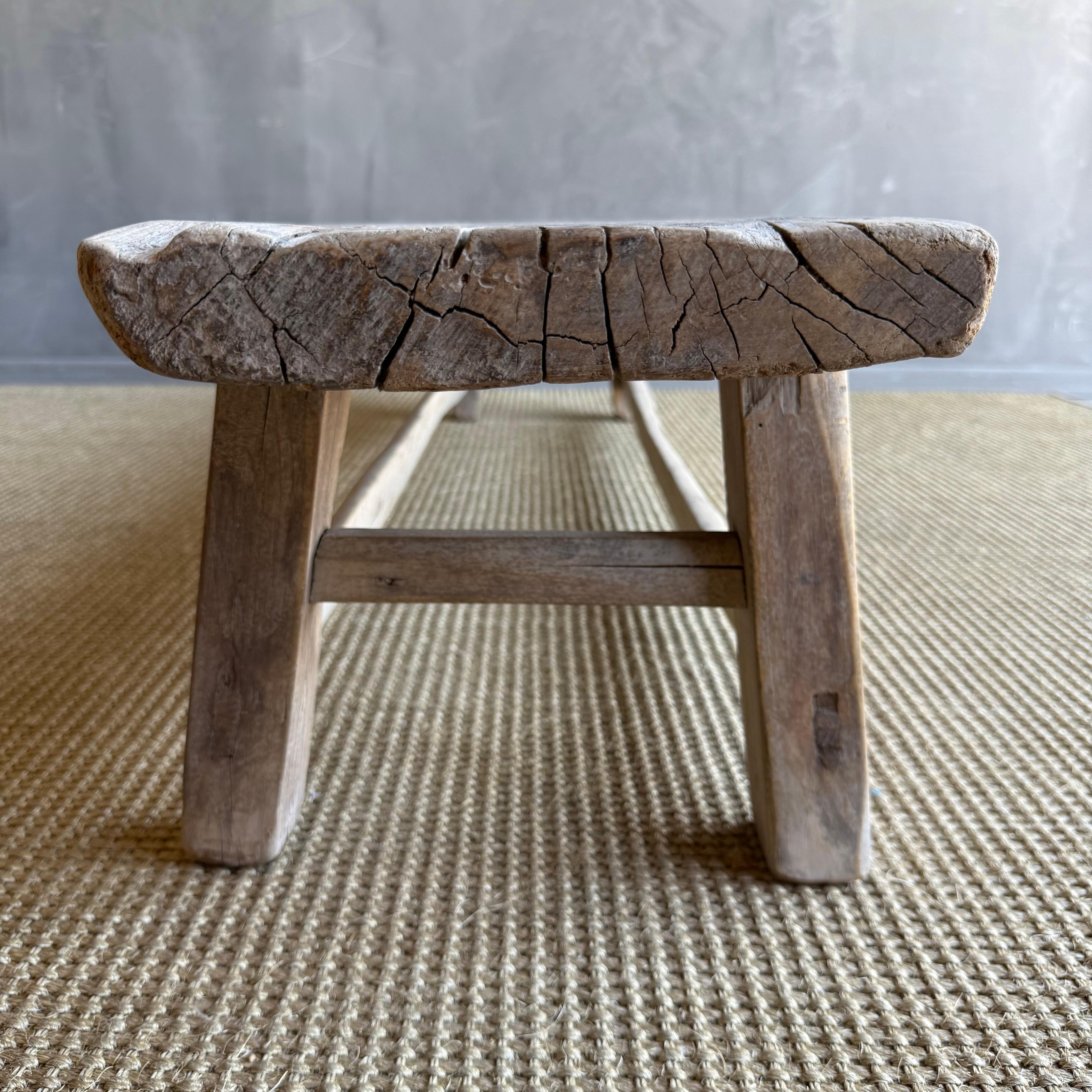 Reclaimed Elm Wood Low Bench 66