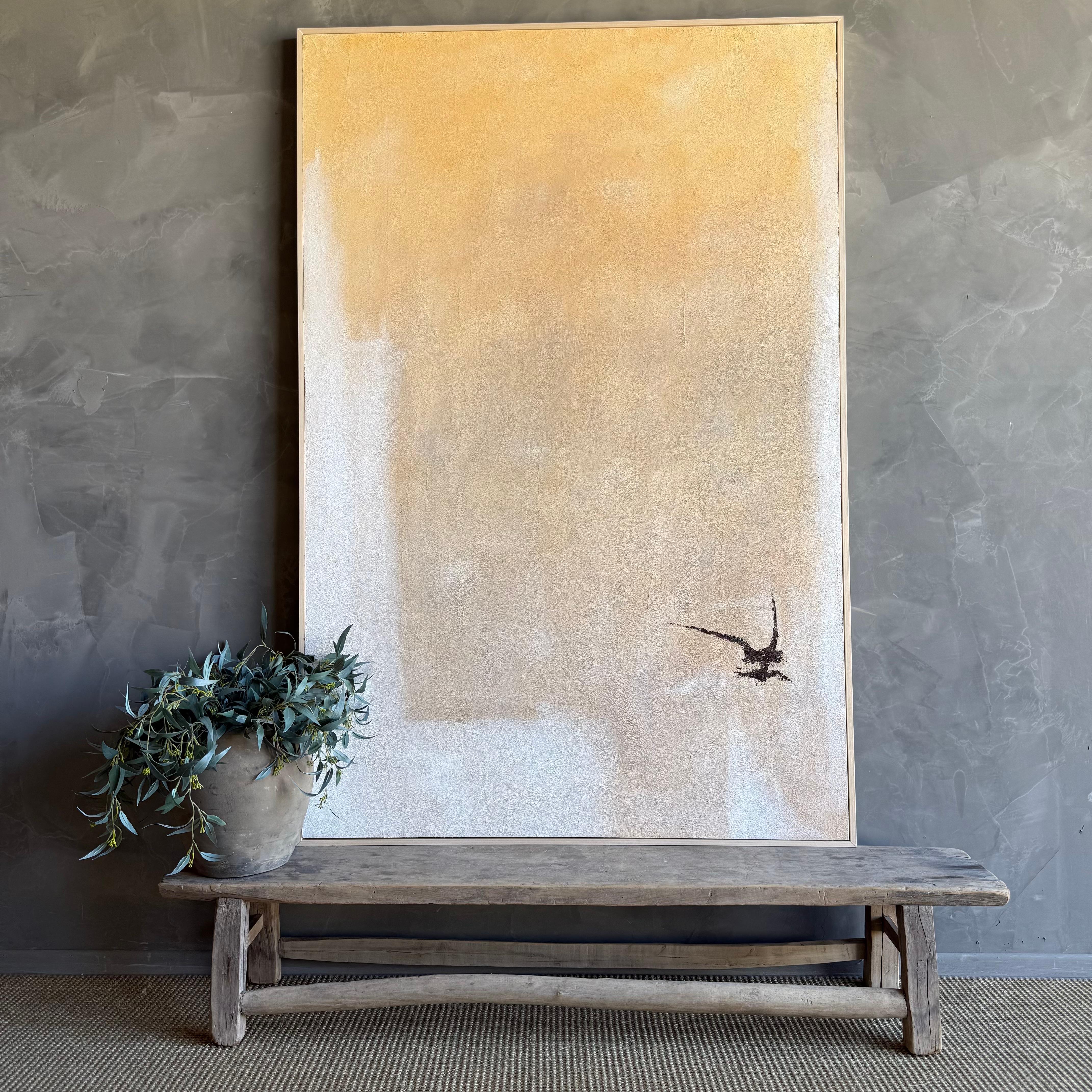 Vintage elm wood low bench, featuring authentic elm wood with original natural wood patina. This rare find will bring a touch of wabi sabi aesthetic to your home, adding a unique and timeless charm to your space. Handcrafted with attention to