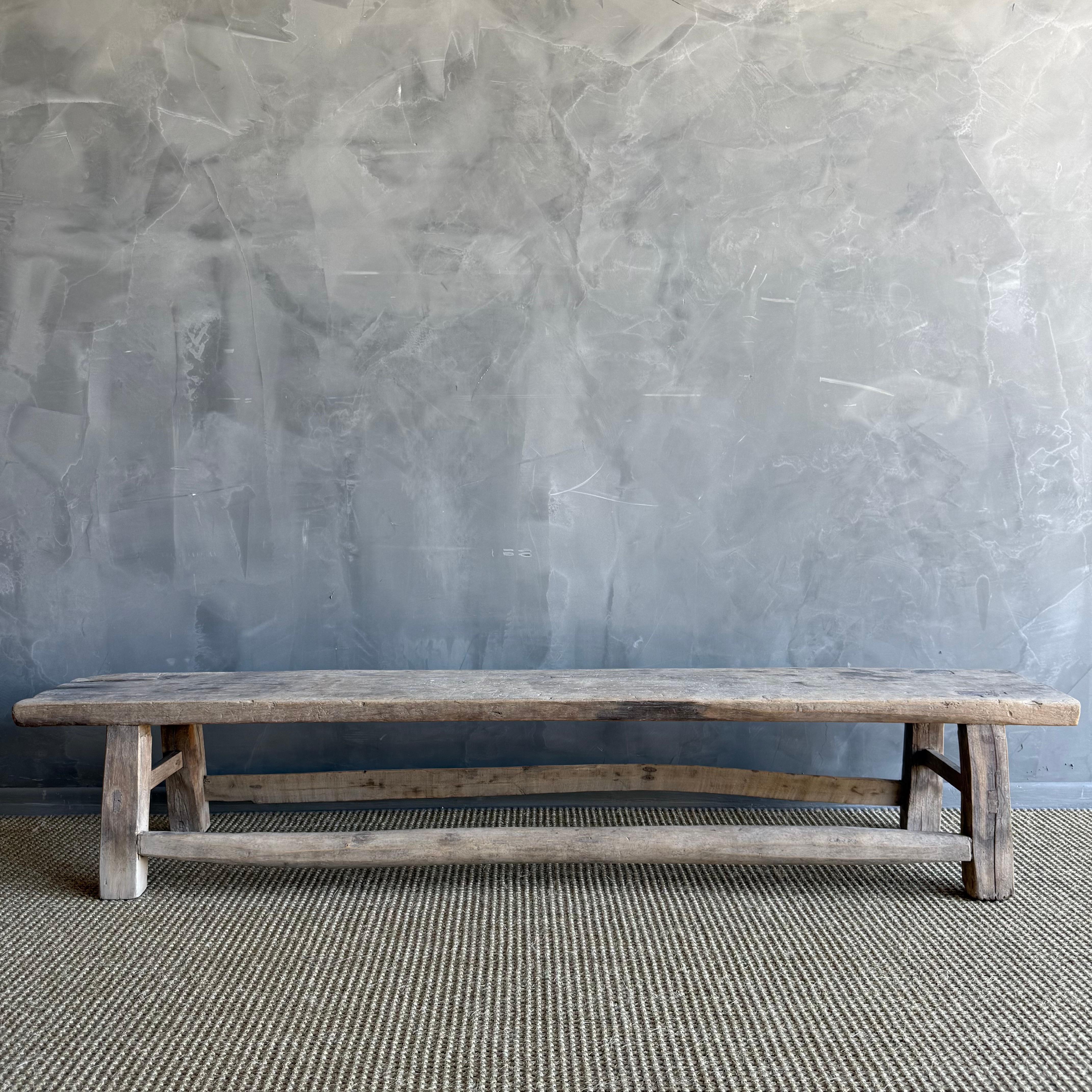 Organic Modern Reclaimed Elm Wood Low Bench 66