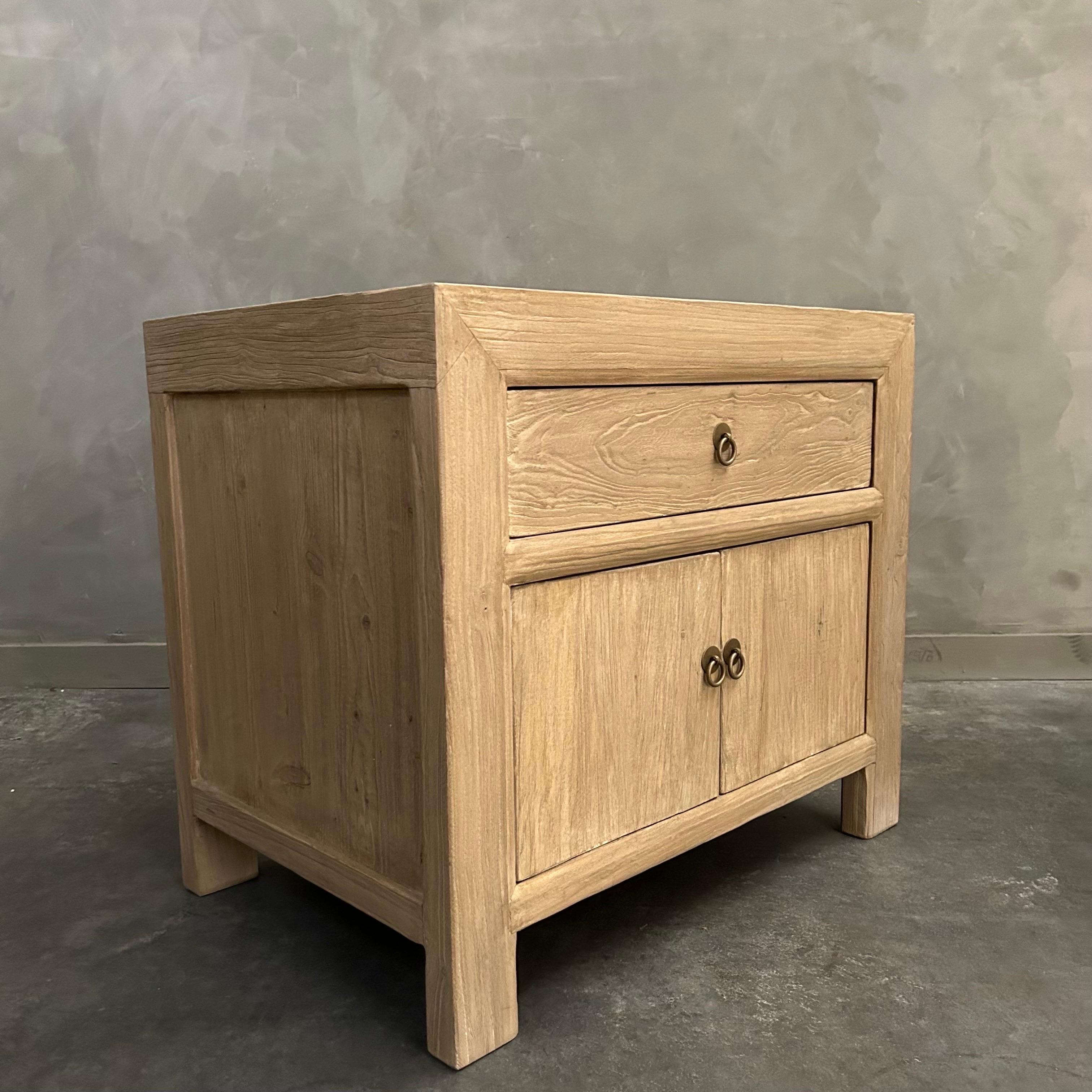 Reclaimed Elm Wood Night Stand or Side Table with Drawer  For Sale 2