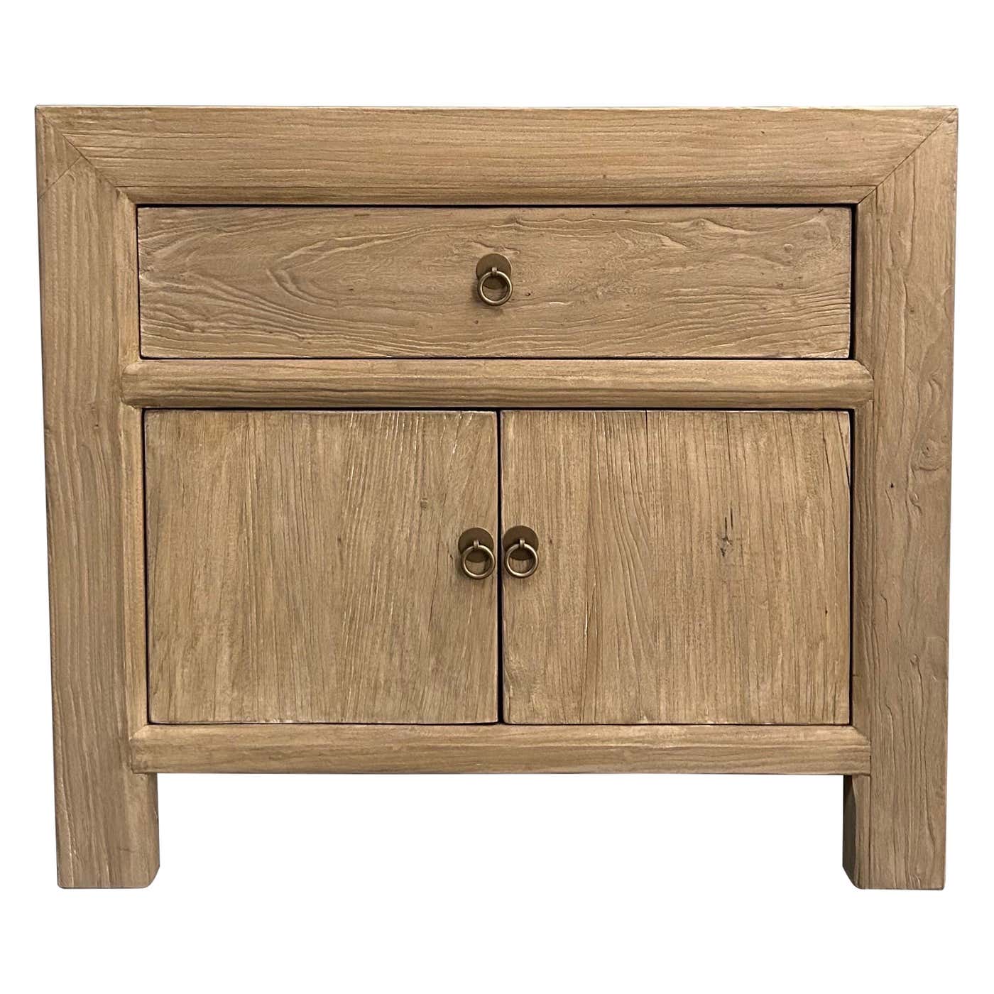 Reclaimed Elm Wood Night Stand or Side Table with Drawer For Sale at ...