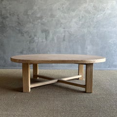Reclaimed Elm Wood Oval Coffee Table 59"