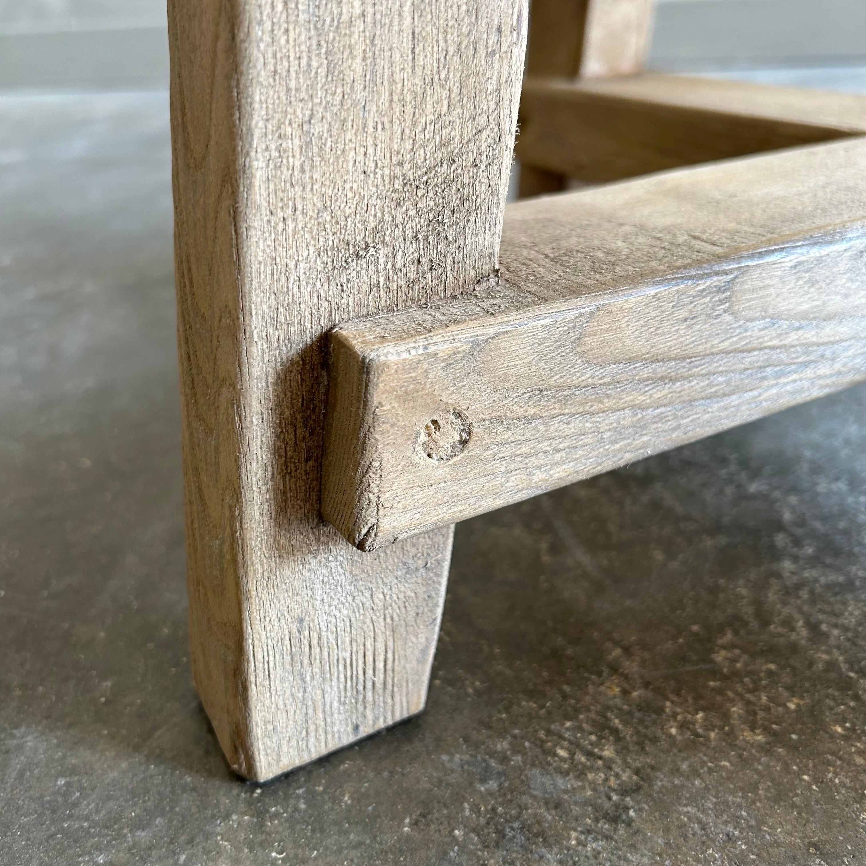 Reclaimed Elm Wood Round Side Table For Sale 4