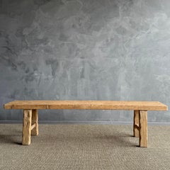 Reclaimed Elm Wood Rustic Wide Seat Bench 78.5"