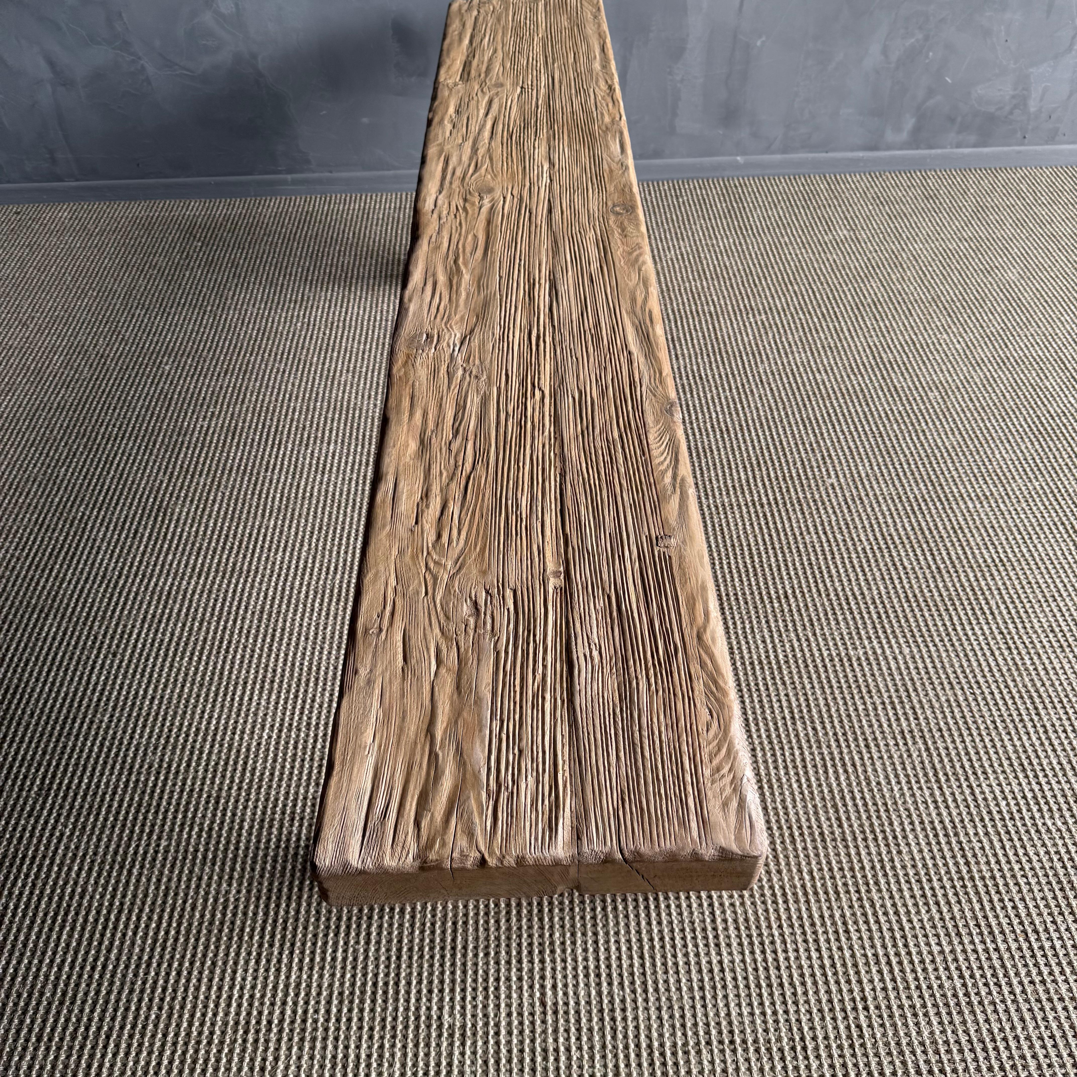 Reclaimed Elm Wood Rustic Wide Seat Bench 78.5