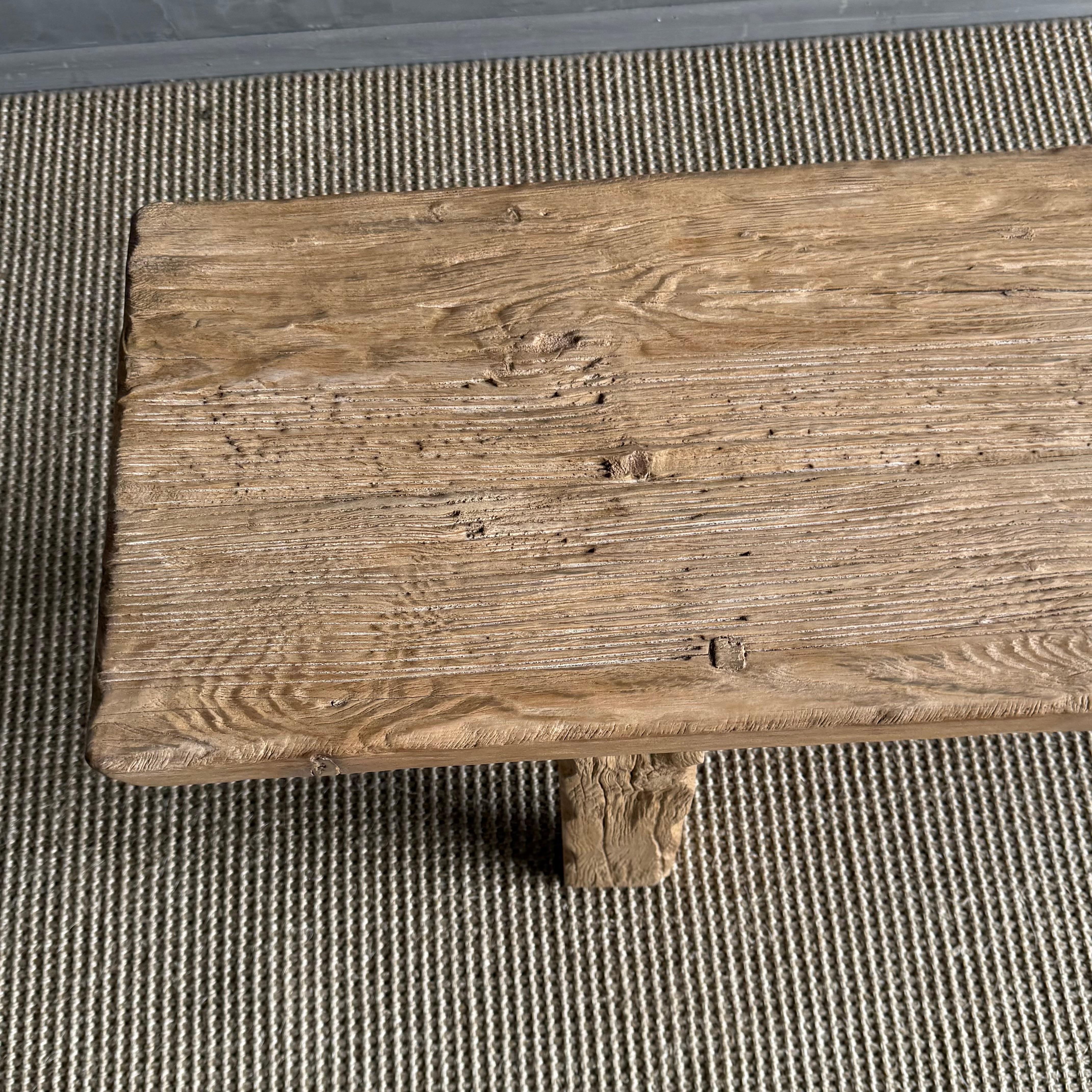Reclaimed Elm Wood Rustic Wide Seat Bench 78.5