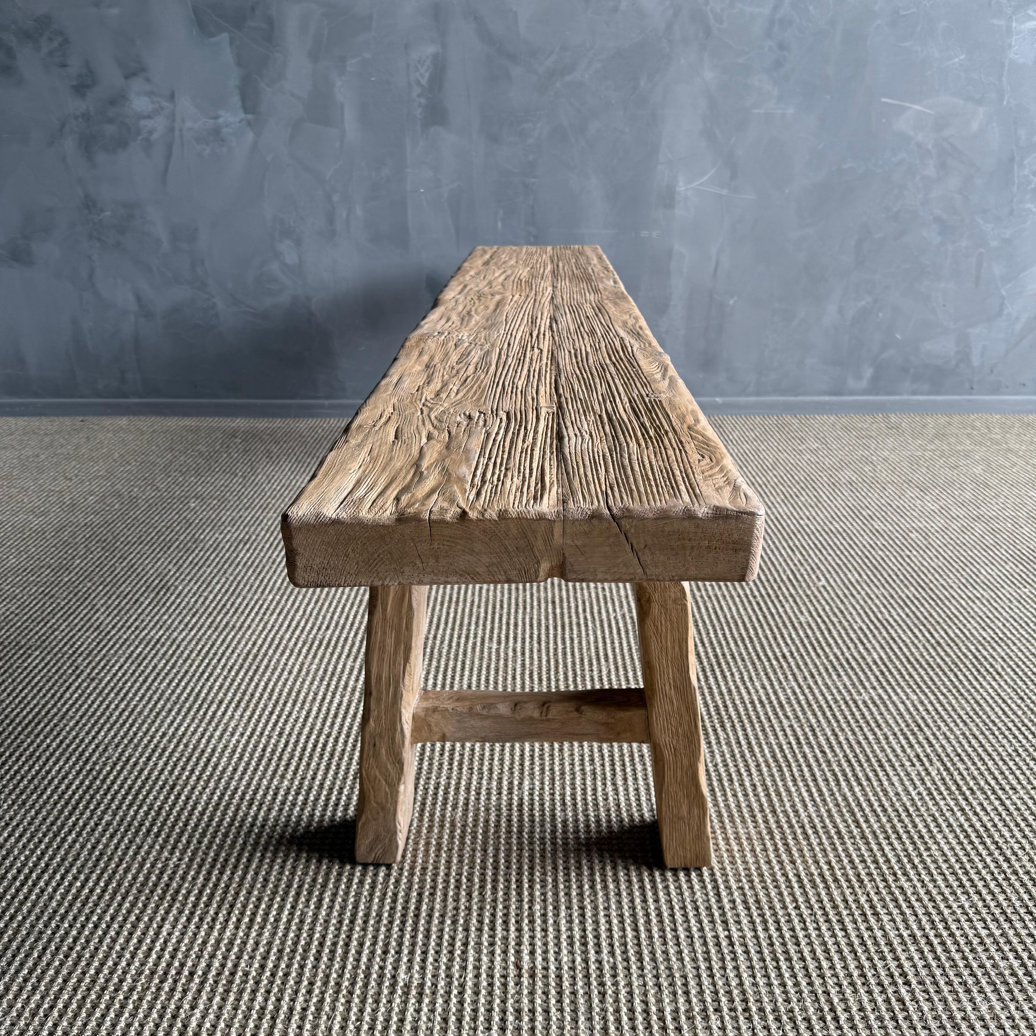 Reclaimed Elm Wood Rustic Wide Seat Bench 78.5
