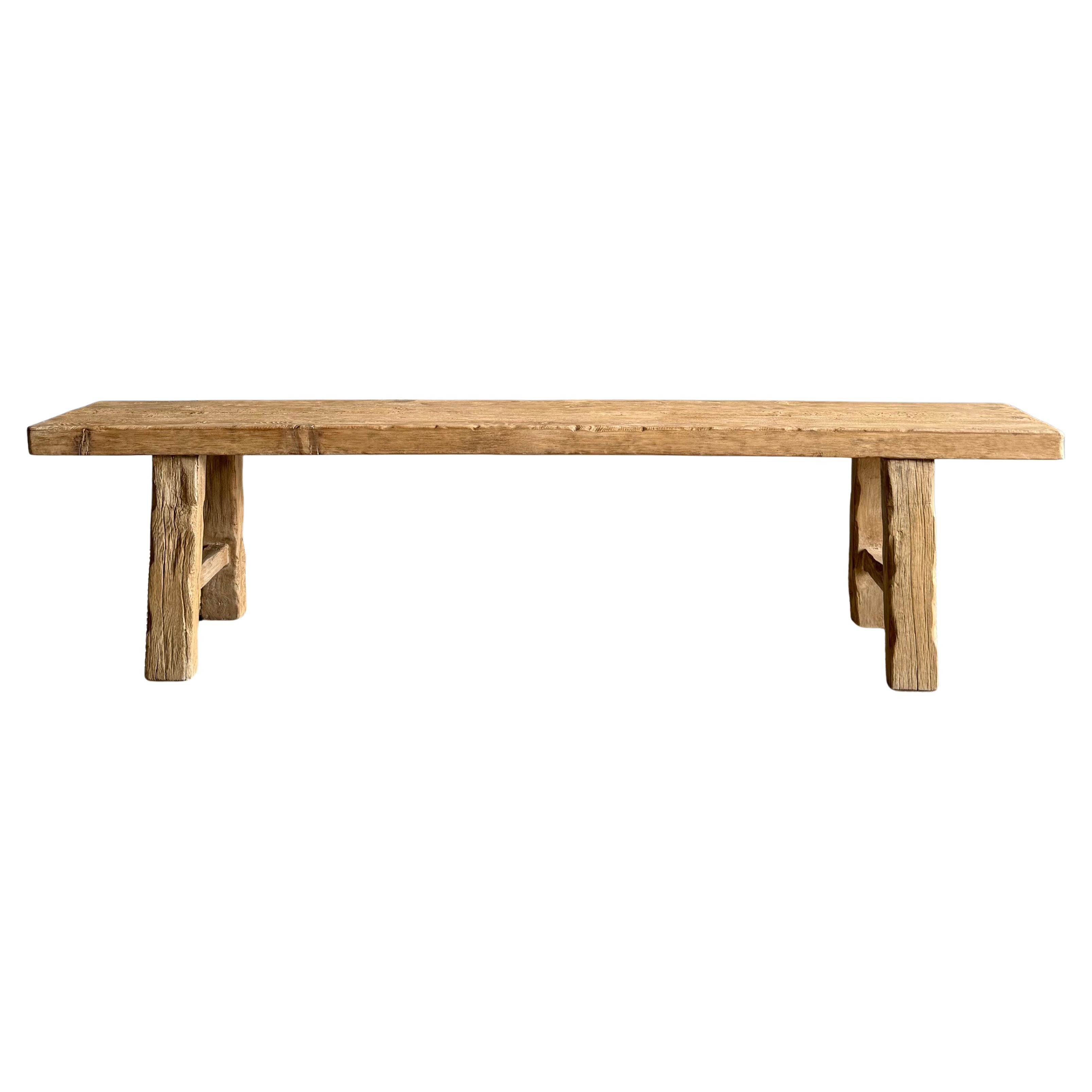 Reclaimed Elm Wood Rustic Wide Seat Bench 78.5"