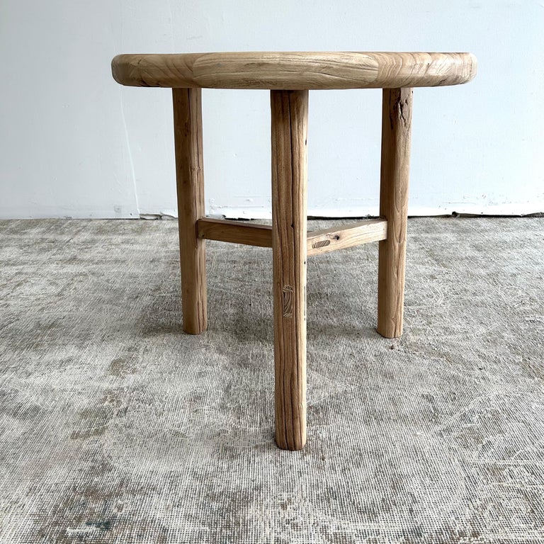 Calder 18' Solid Square Reclaimed Elm Block Plinth Side Table, Heritage Light Natural Brown main image 1
