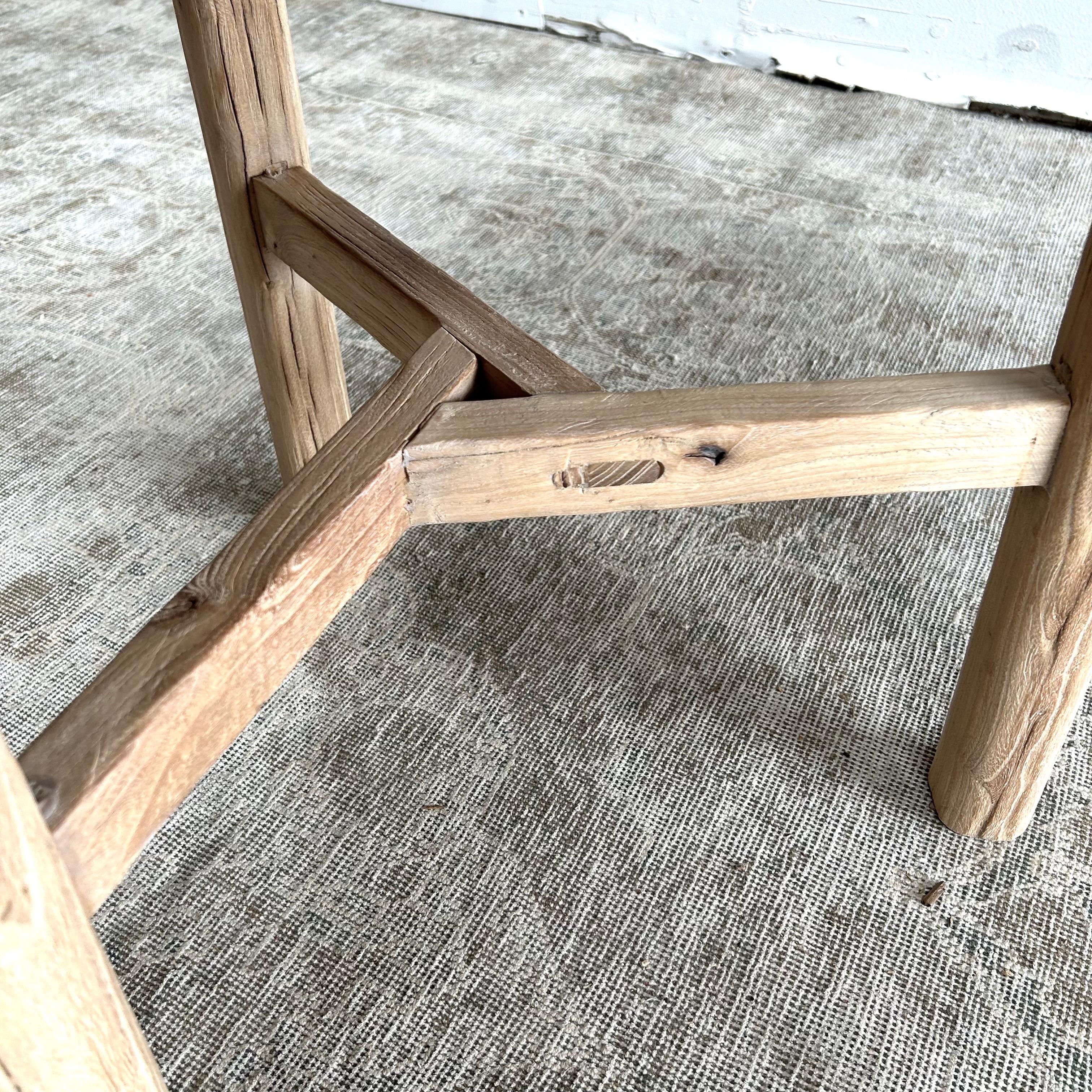 20th Century Reclaimed Elm Wood Side Table in Natural Finish For Sale
