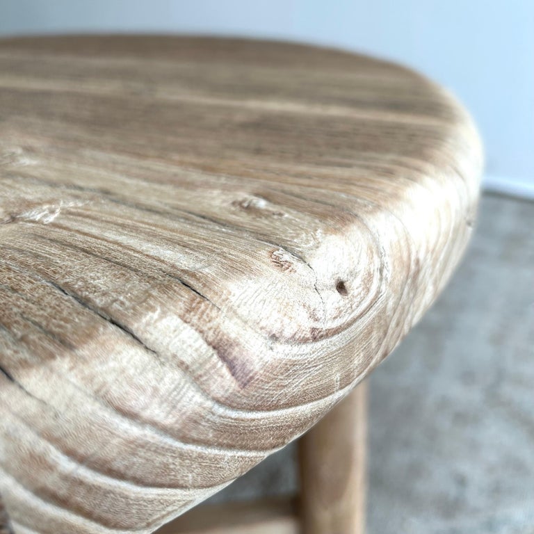 Reclaimed Elm Wood Side Table in Natural Finish For Sale at 1stDibs