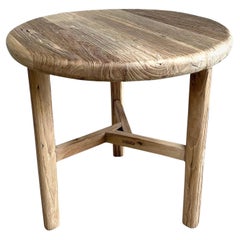 Reclaimed Elm Wood Side Table in Natural Finish