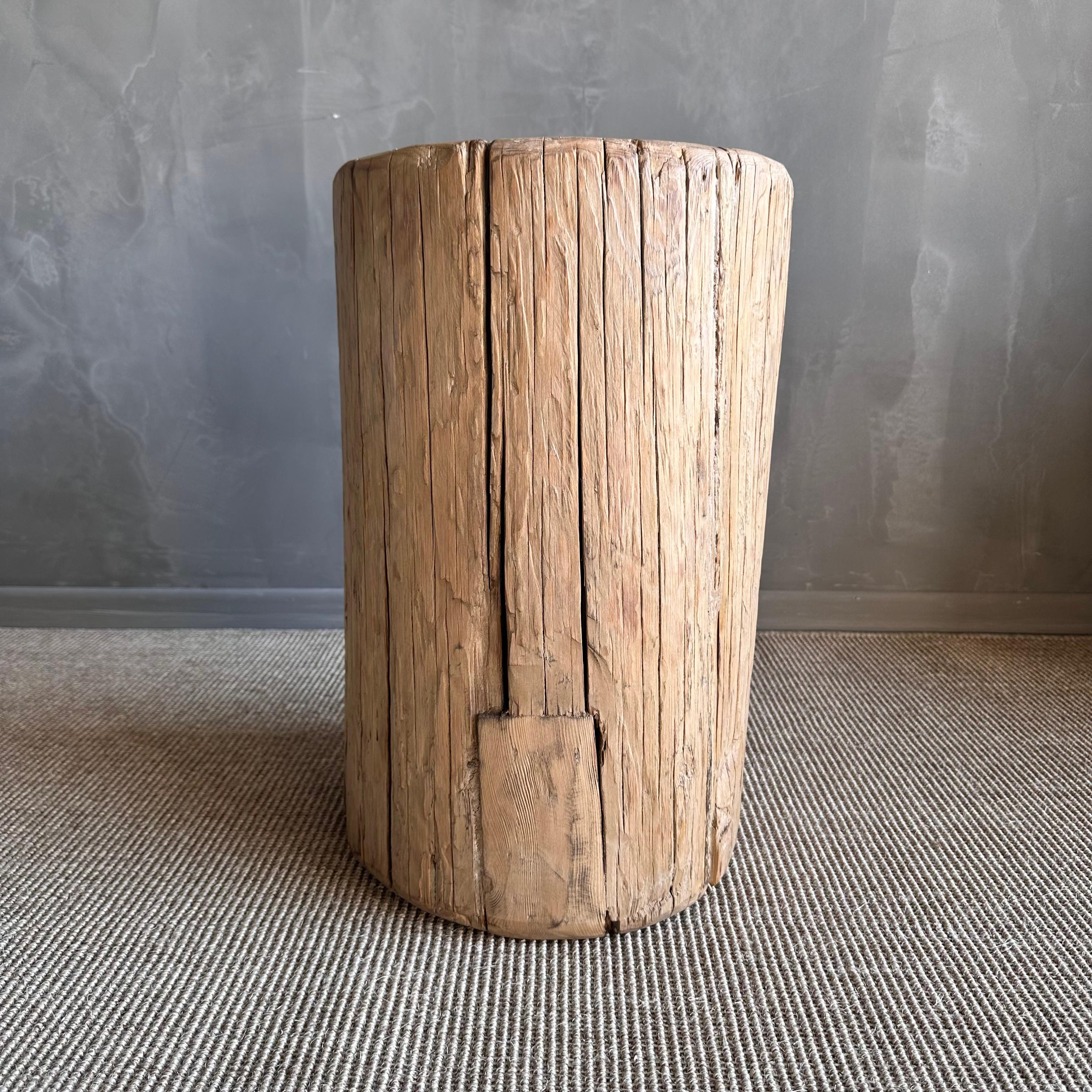 Organic Modern Reclaimed Elm Wood Side Table Stump