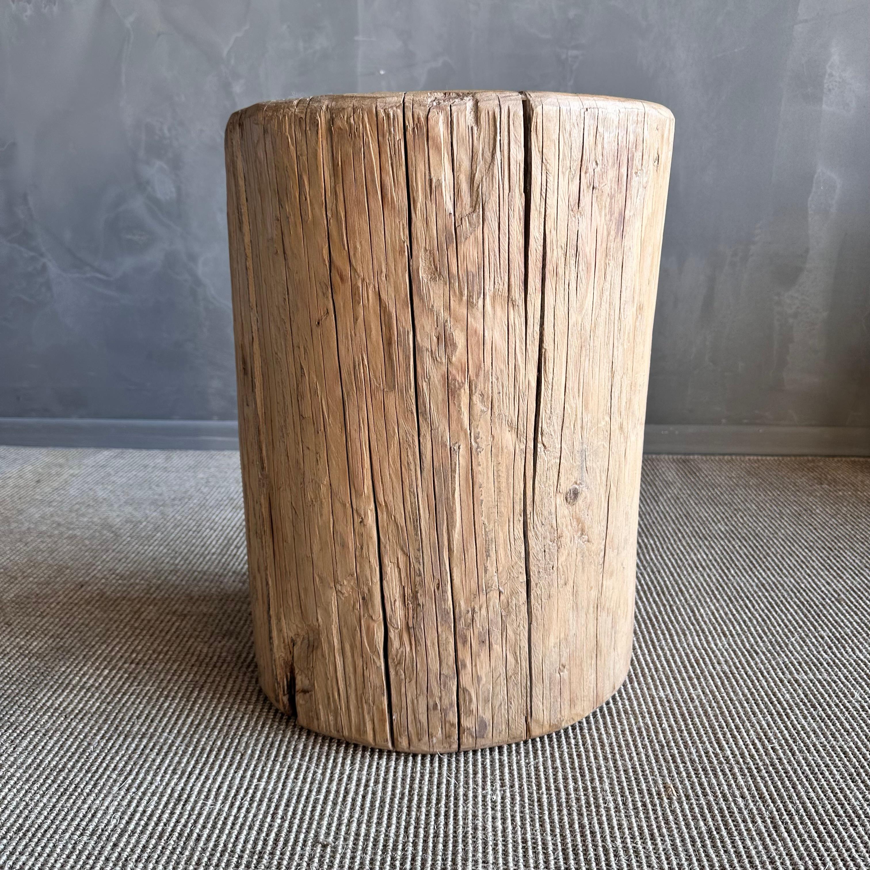 Reclaimed Elm Wood Side Table Stump 1