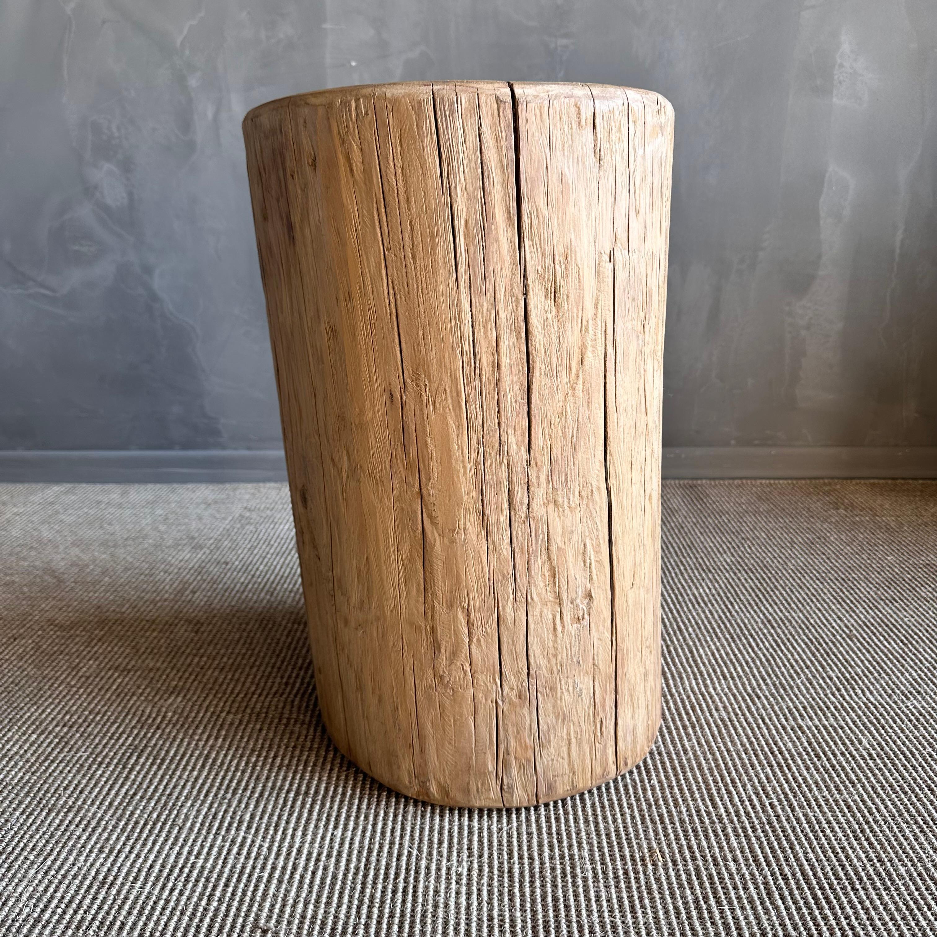 Reclaimed Elm Wood Side Table Stump 2