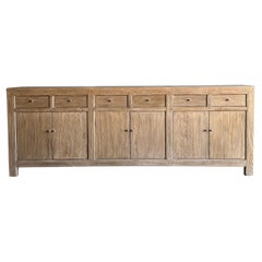 Reclaimed Elm Wood Storage Cabinet with Doors and Drawers