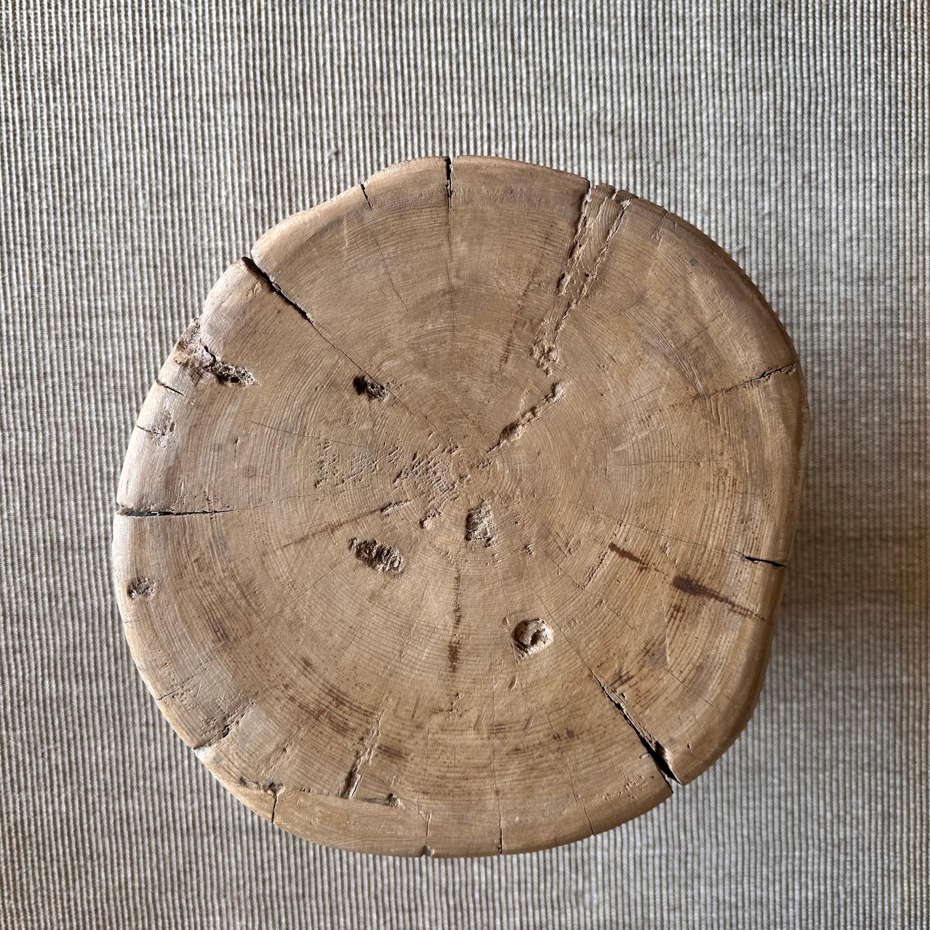 Reclaimed Elm Wood Stump Side Table 2