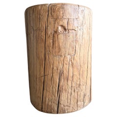 Reclaimed Elm Wood Stump Side Table