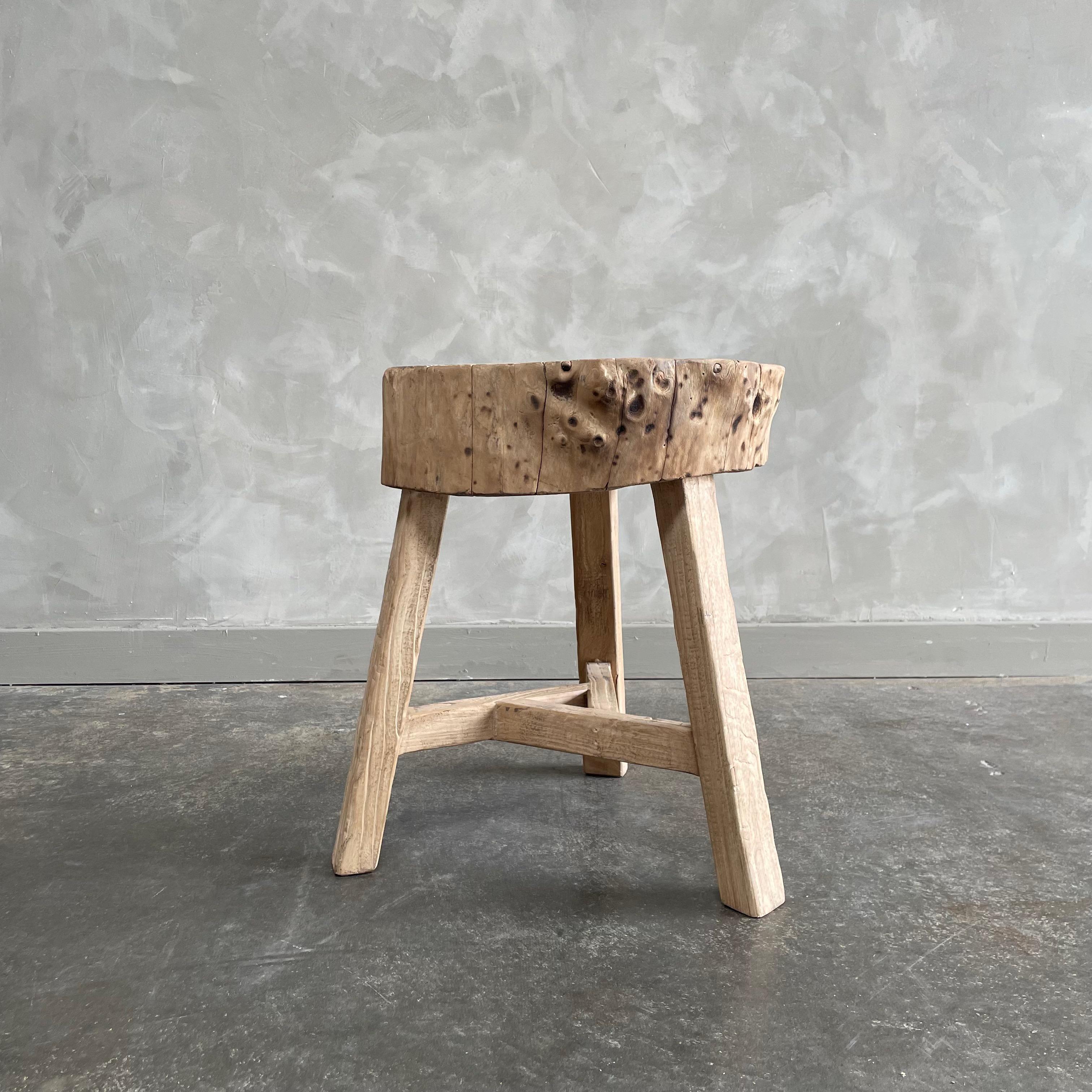 Rustic Reclaimed Elm Wood Stump Table
