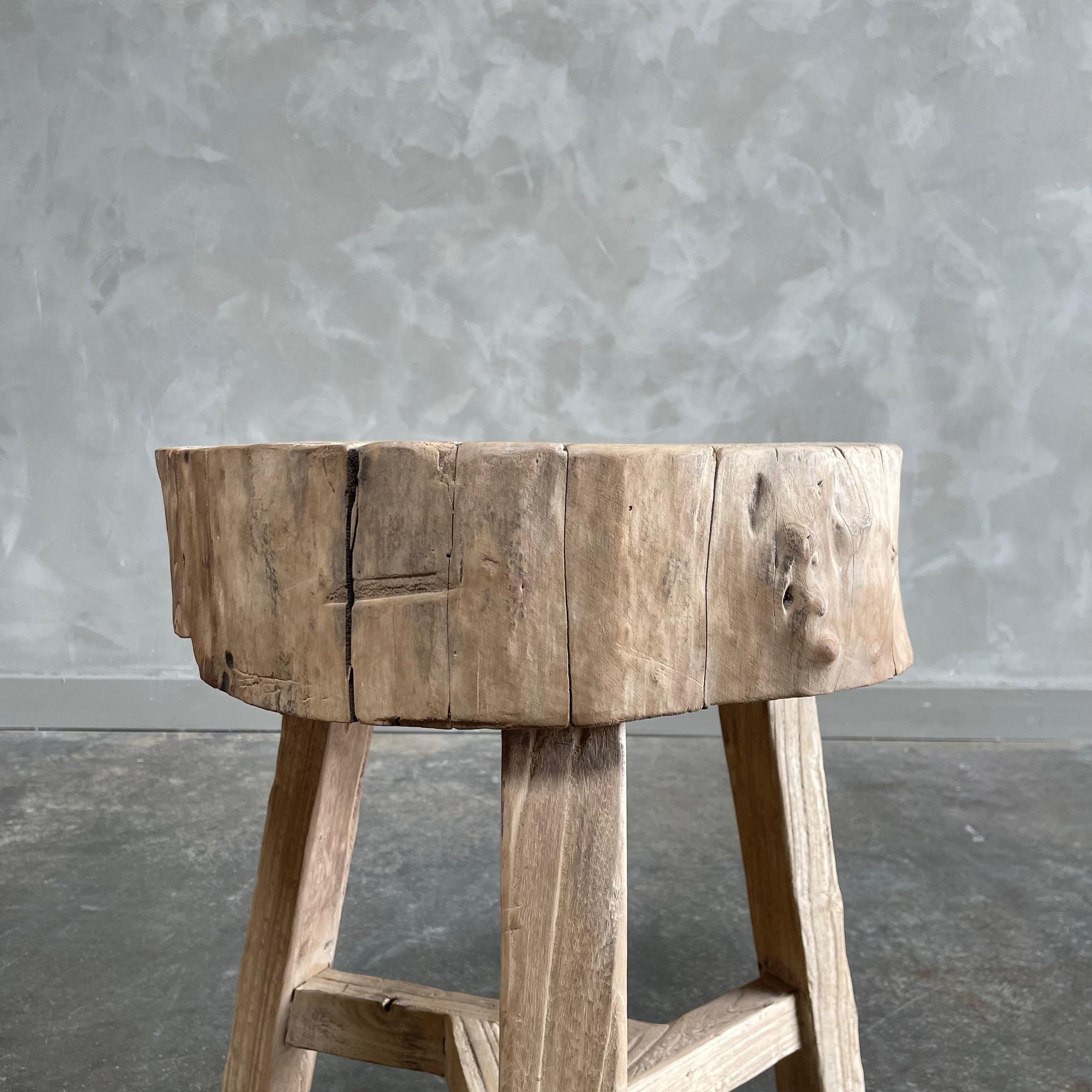 American Reclaimed Elm Wood Stump Table