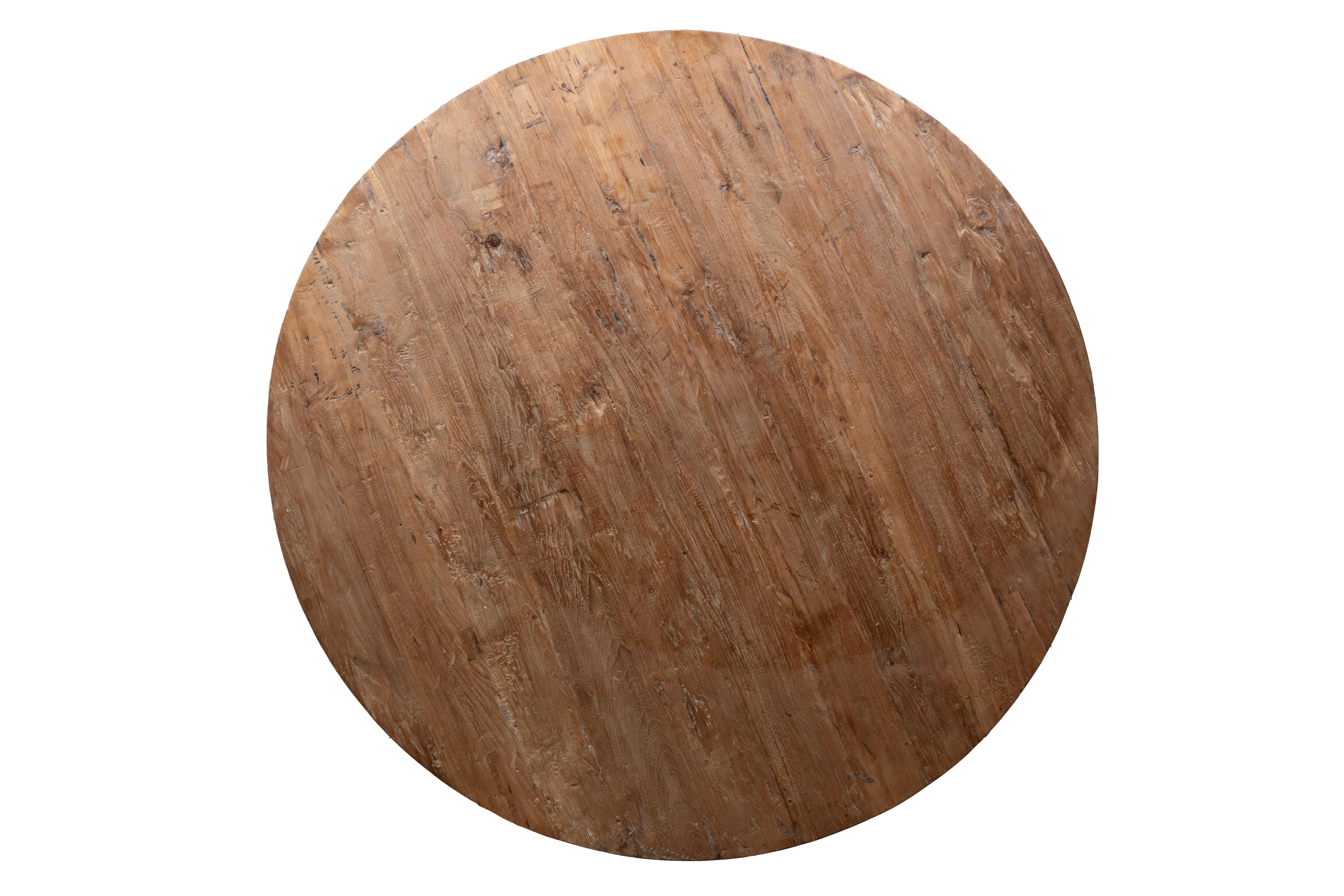 Acier Table en bois d'orme récupéré avec base en métal en vente