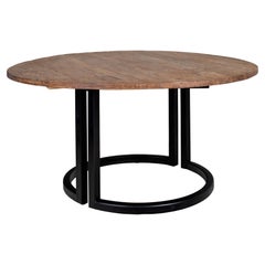 Reclaimed Elm Wood Table w/ Metal Base